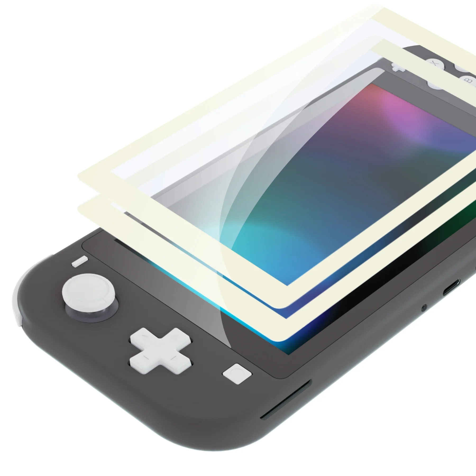 eXtremeRate 2 Pack Anti-Scratch Transparent HD Tempered Glass Screen Protector for Nintendo Switch Lite - Antique Yellow Border