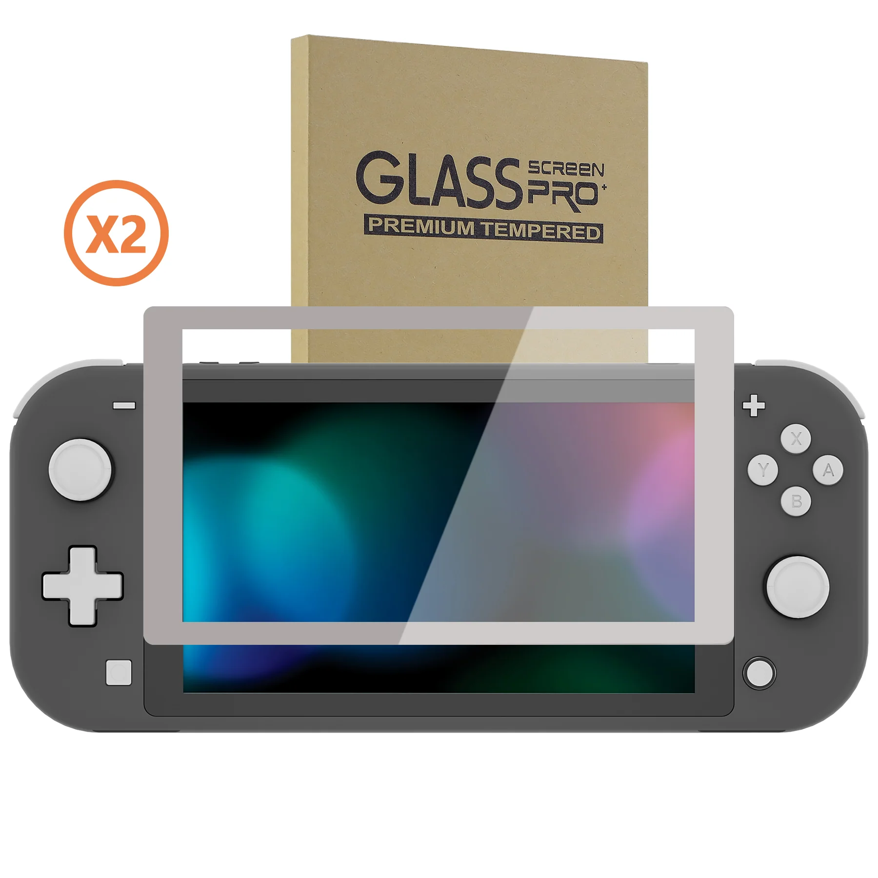 eXtremeRate 2 Pack Anti-Scratch Transparent HD Tempered Glass Screen Protector for Nintendo Switch Lite - Fleeting Gray Border - Image 9