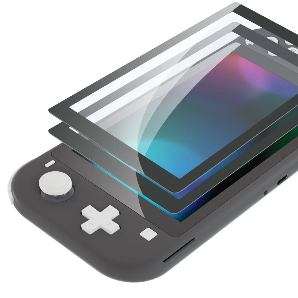eXtremeRate 2 Pack Anti-Scratch Transparent HD Tempered Glass Screen Protector for Nintendo Switch Lite - Gray Border