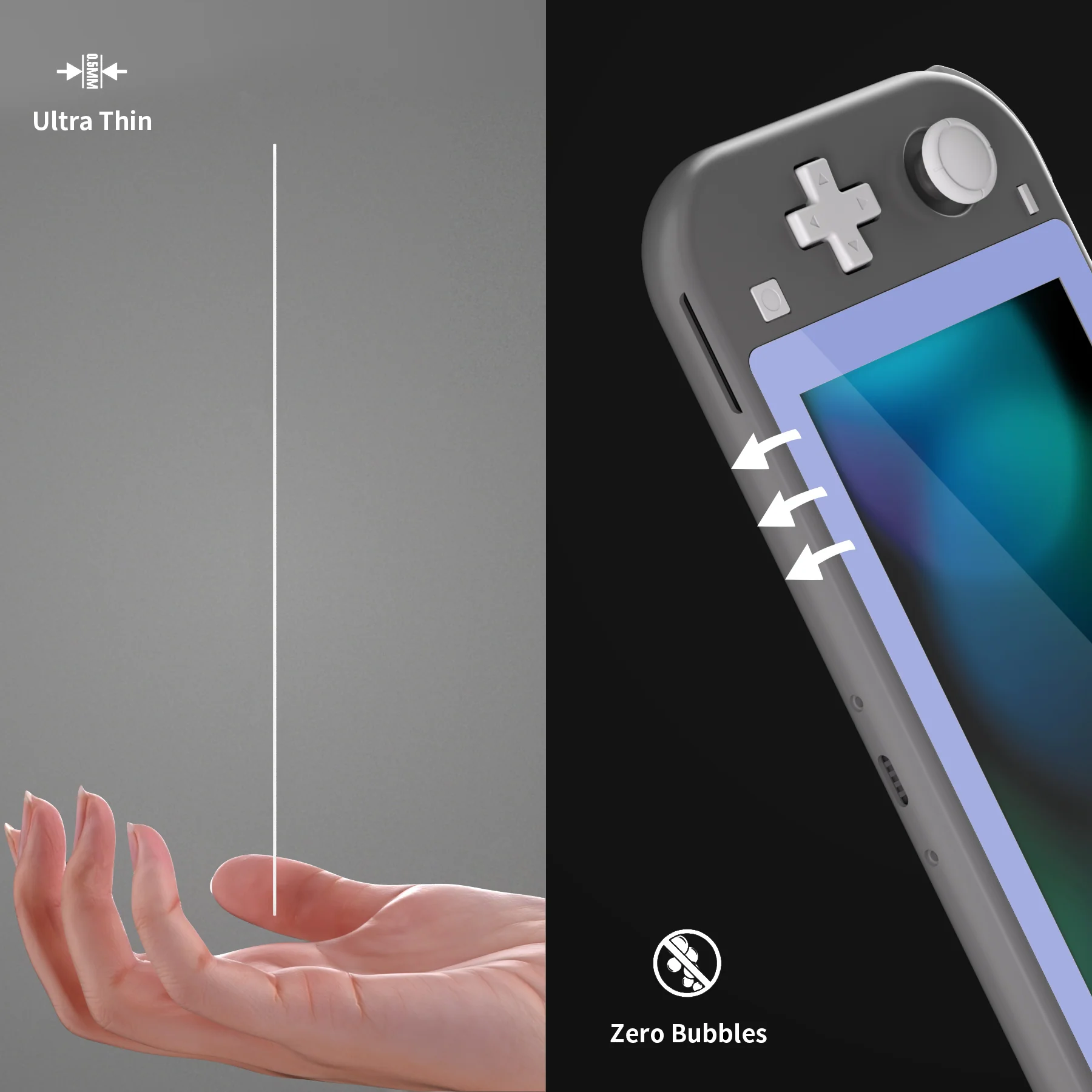 eXtremeRate 2 Pack Anti-Scratch Transparent HD Tempered Glass Screen Protector for Nintendo Switch Lite - Light Violet Border - Image 7