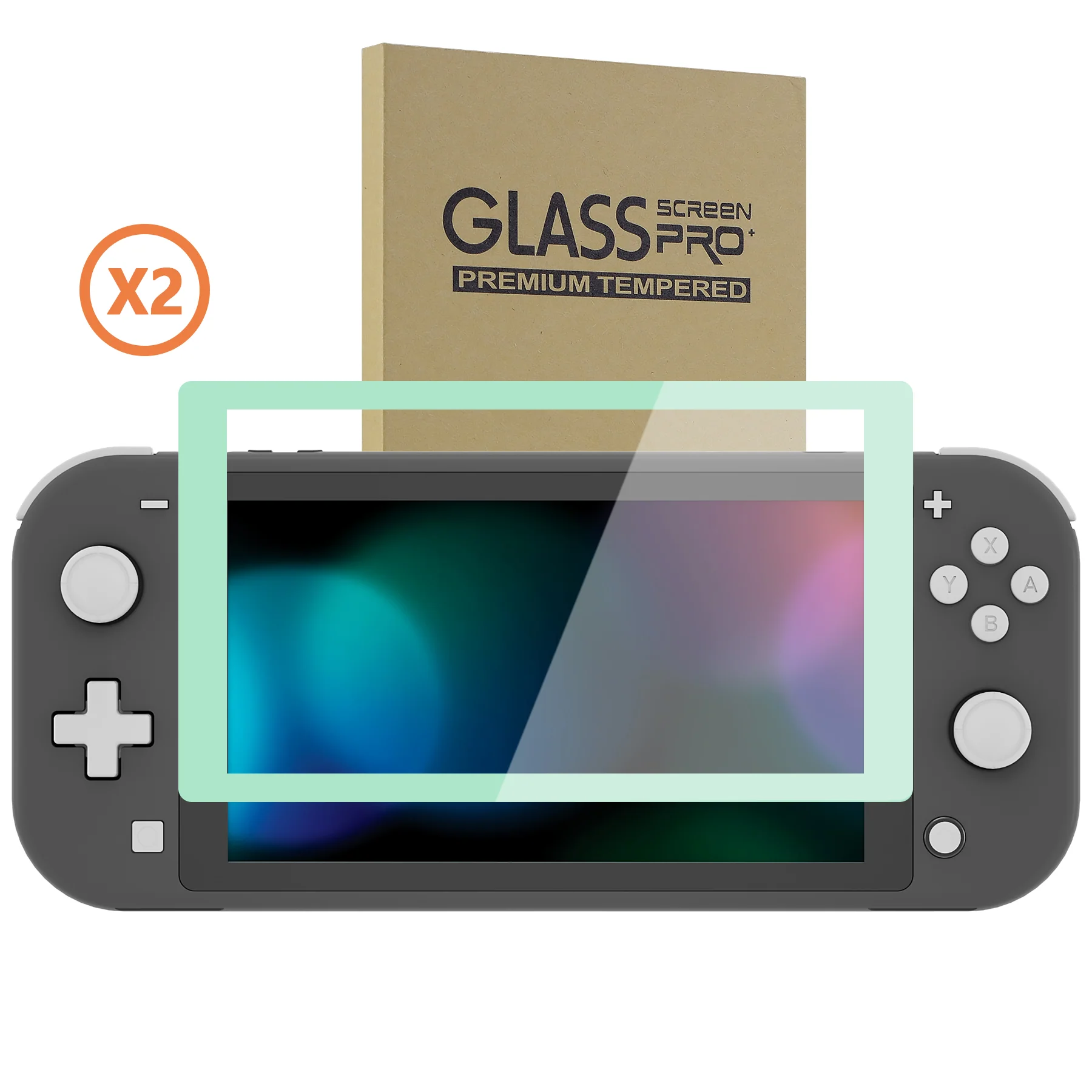 eXtremeRate 2 Pack Anti-Scratch Transparent HD Tempered Glass Screen Protector for Nintendo Switch Lite - Misty Green Border - Image 9