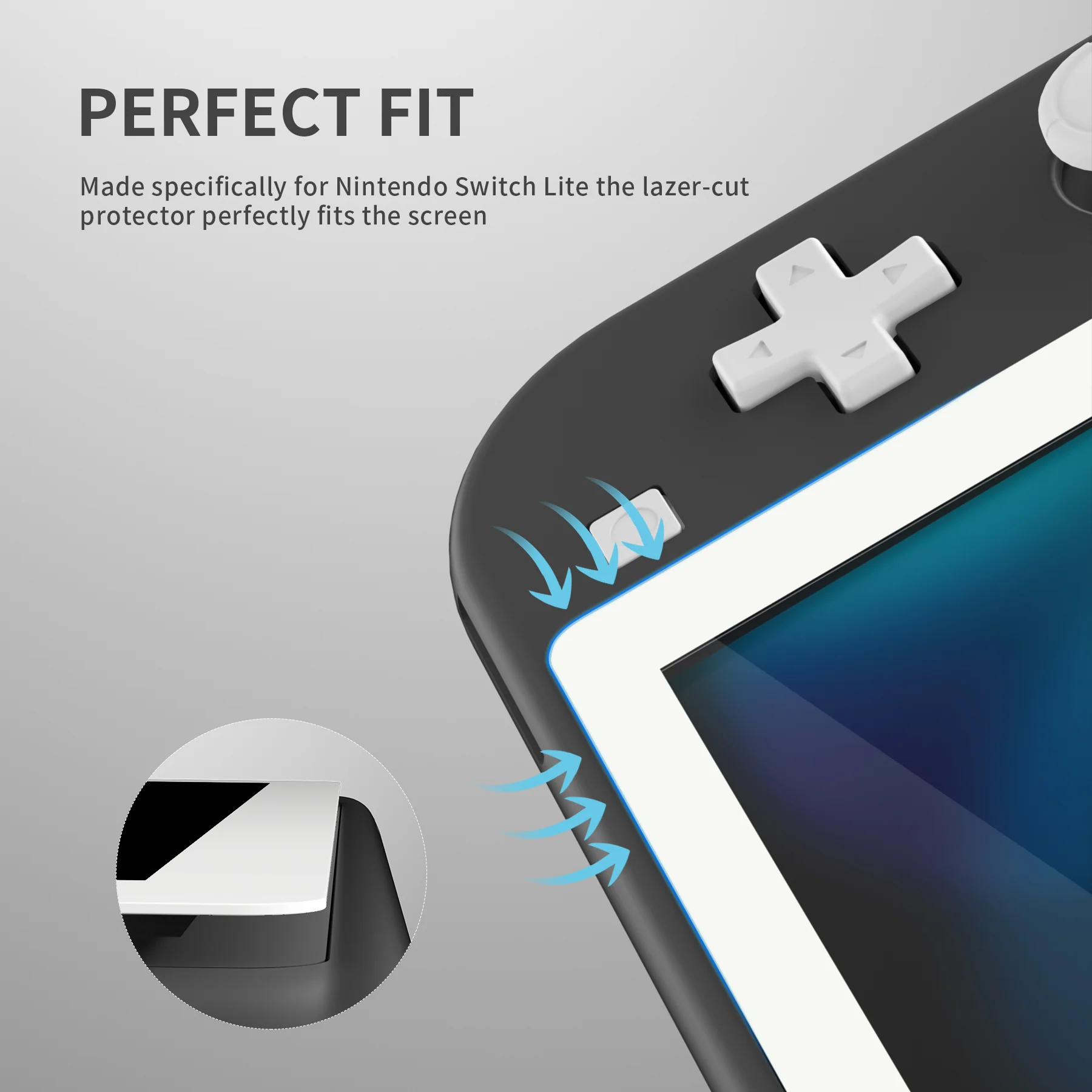 eXtremeRate 2 Pack Anti-Scratch Transparent HD Tempered Glass Screen Protector for Nintendo Switch Lite - White Border - Image 6
