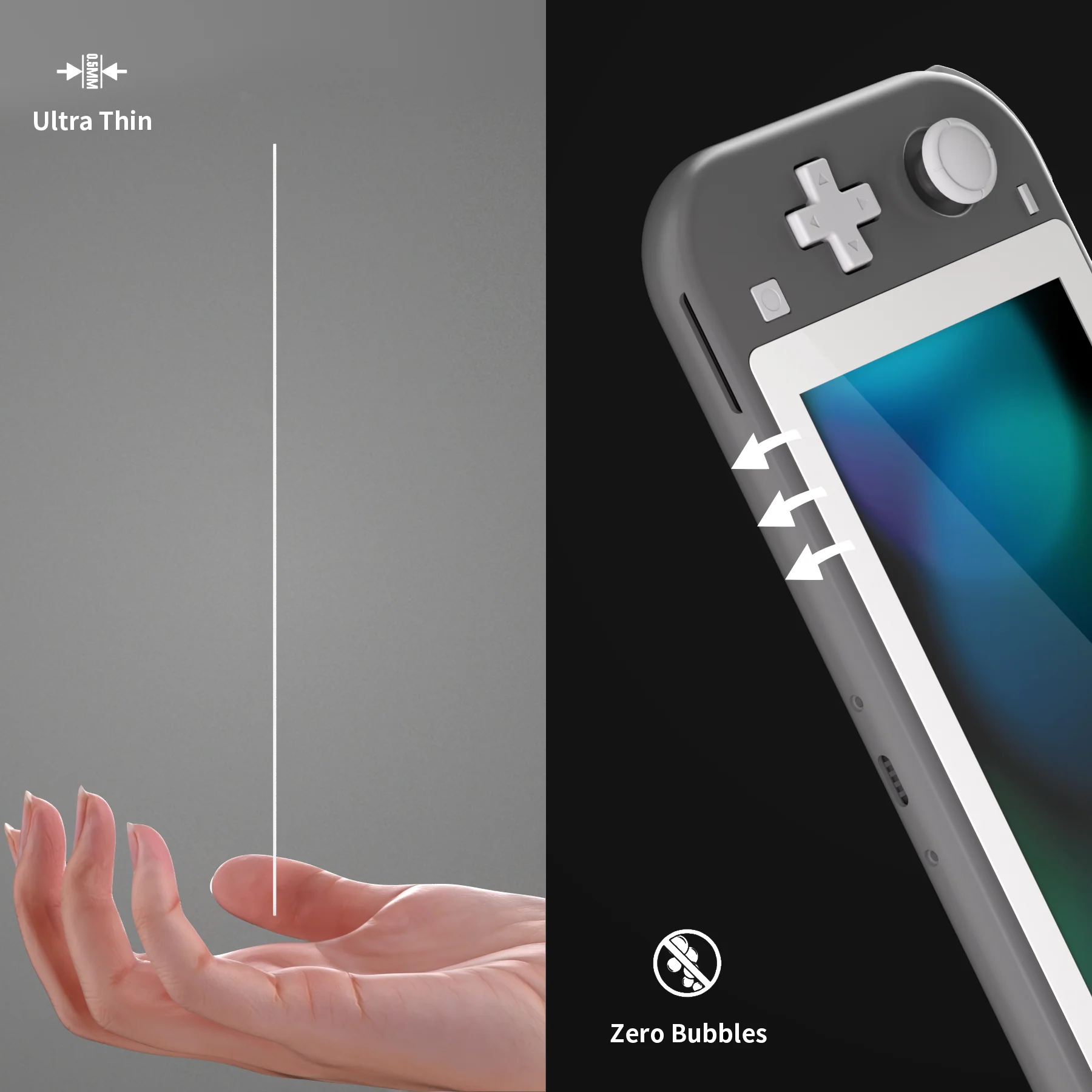 eXtremeRate 2 Pack Anti-Scratch Transparent HD Tempered Glass Screen Protector for Nintendo Switch Lite - White Border - Image 7
