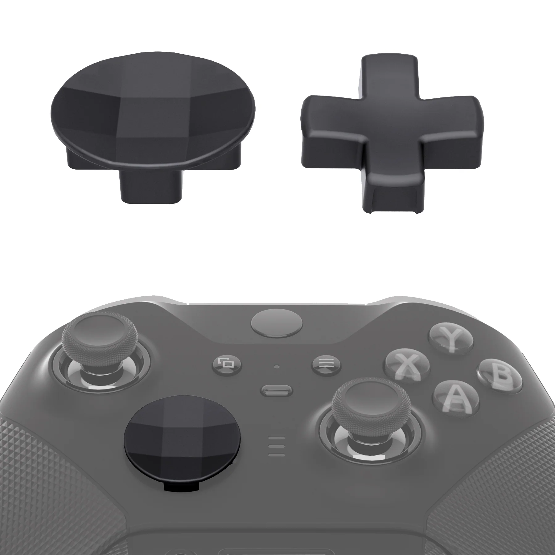 eXtremeRate 2 pcs Metalic Magnetic Stainless Steel D-Pads for Xbox One Elite (Model 1698) & Xbox One Elite Series 2 & Elite 2 Core Controller (Model 1797) - Black
