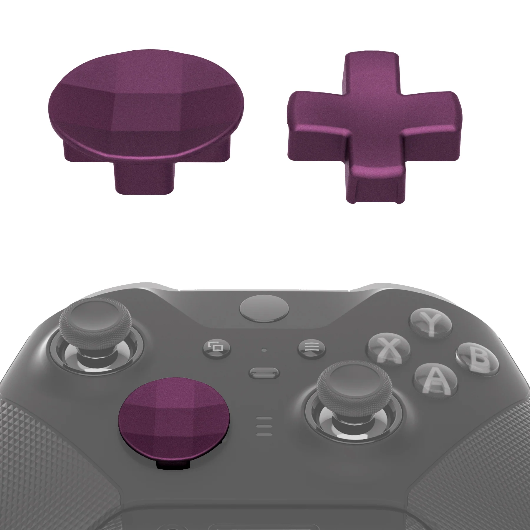 eXtremeRate 2 pcs Metalic Magnetic Stainless Steel D-Pads for Xbox One Elite (Model 1698) & Xbox One Elite Series 2 & Elite 2 Core Controller (Model 1797) - Grape
