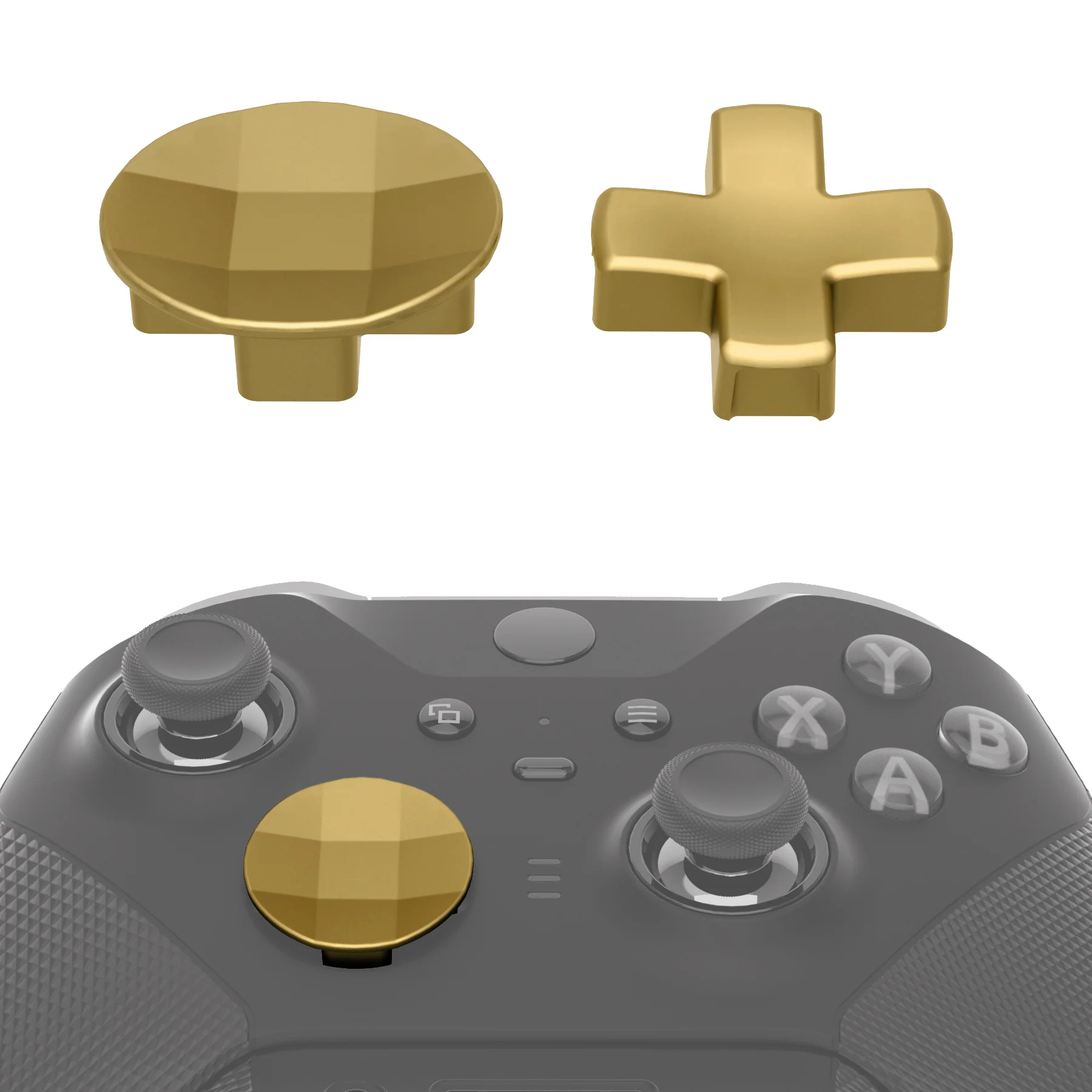 eXtremeRate 2 pcs Metalic Magnetic Stainless Steel D-Pads for Xbox One Elite (Model 1698) & Xbox One Elite Series 2 & Elite 2 Core Controller (Model 1797) - Hero Gold