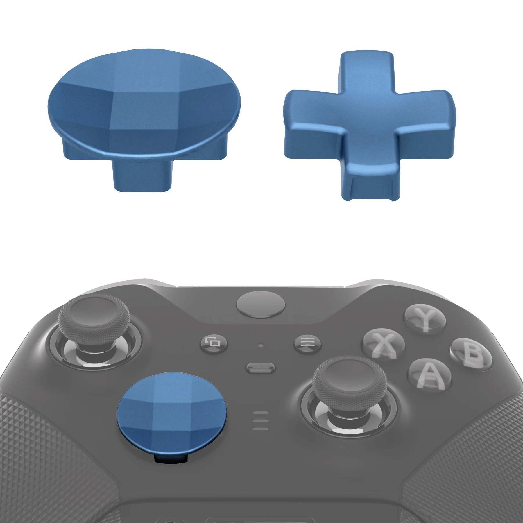 eXtremeRate 2 pcs Metalic Magnetic Stainless Steel D-Pads for Xbox One Elite (Model 1698) & Xbox One Elite Series 2 & Elite 2 Core Controller (Model 1797) - Neptune Blue