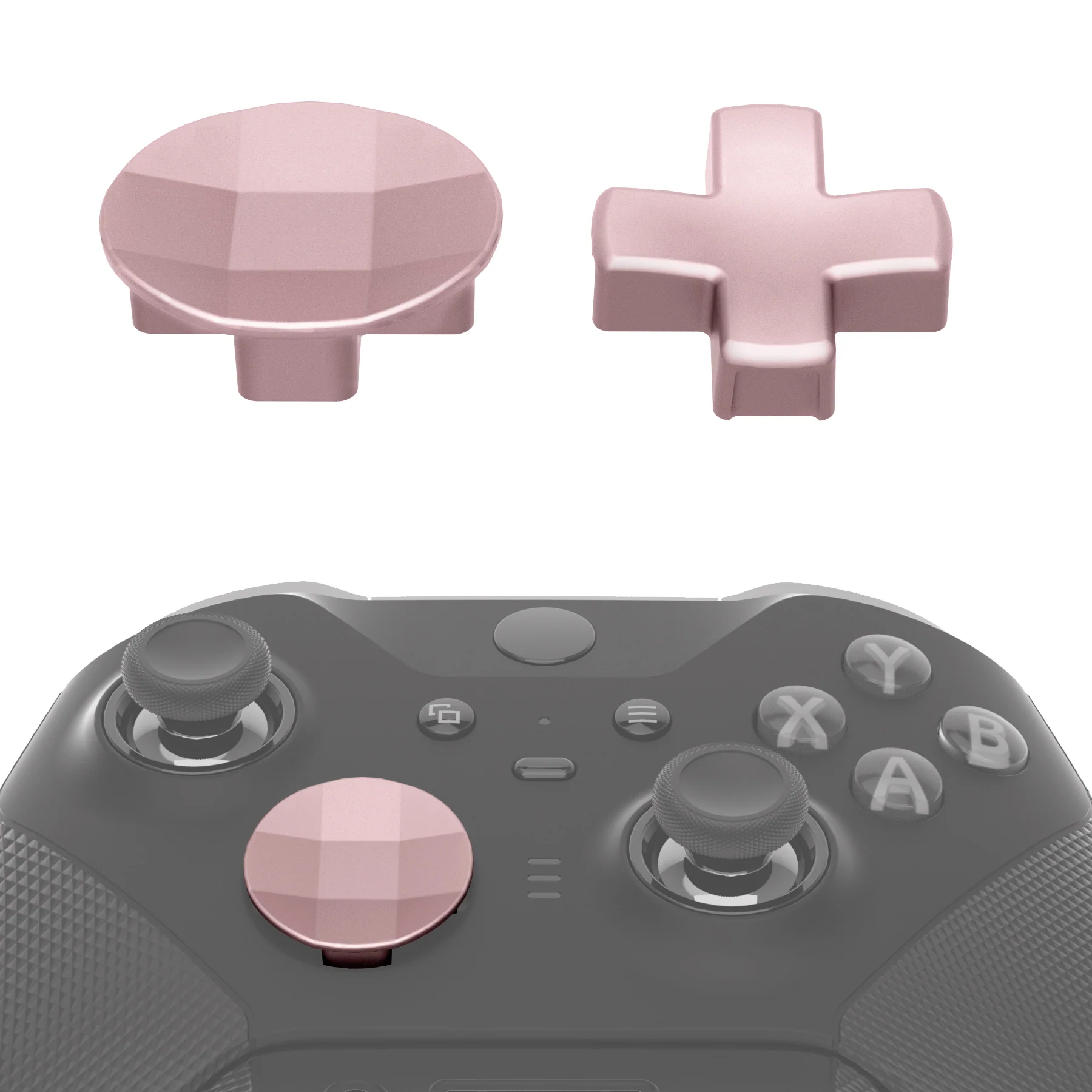 eXtremeRate 2 pcs Metalic Magnetic Stainless Steel D-Pads for Xbox One Elite (Model 1698) & Xbox One Elite Series 2 & Elite 2 Core Controller (Model 1797) - Rose Gold
