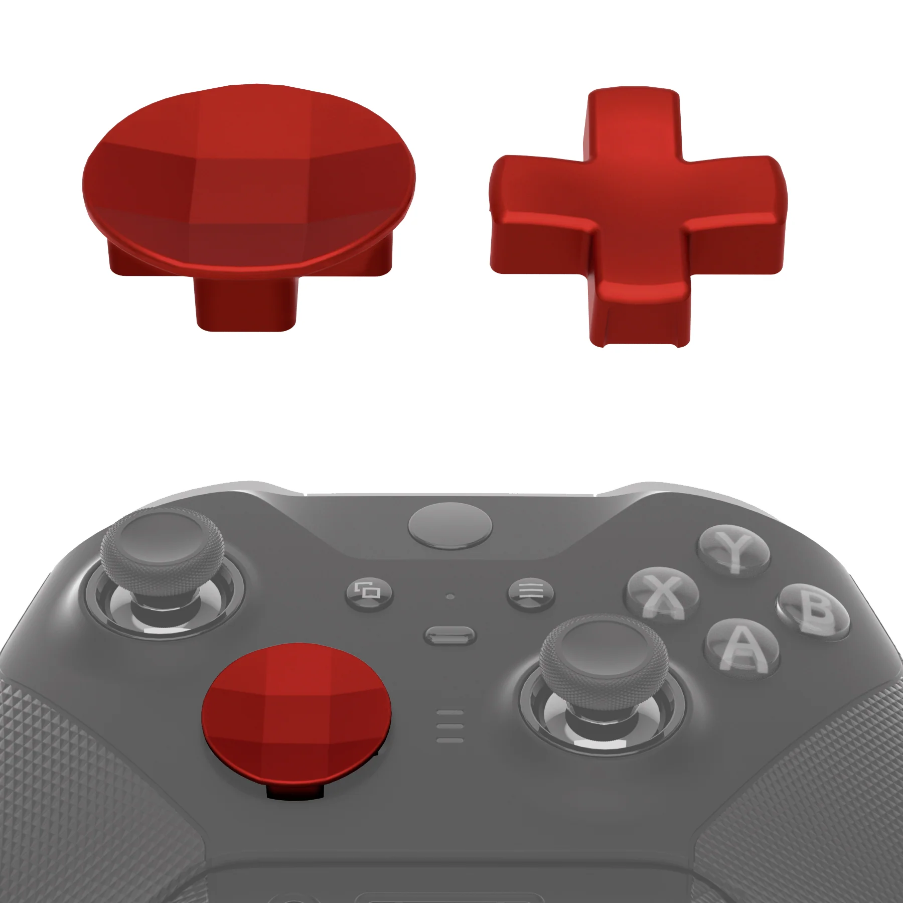eXtremeRate 2 pcs Metalic Magnetic Stainless Steel D-Pads for Xbox One Elite (Model 1698) & Xbox One Elite Series 2 & Elite 2 Core Controller (Model 1797) - Scarlet Red