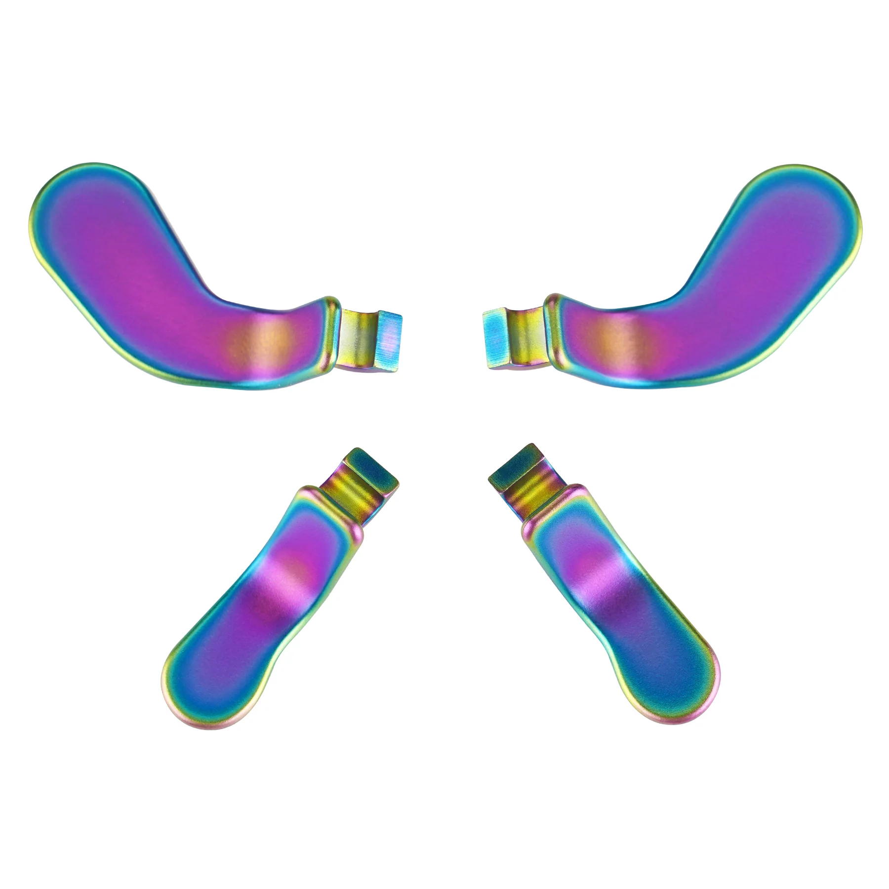 eXtremeRate 4 pcs Replacement Metalic Stainless Steel Paddles for Xbox One Elite & Xbox Elite Series 2 & Elite 2 Core Controller - Rainbow Aura Blue & Purple