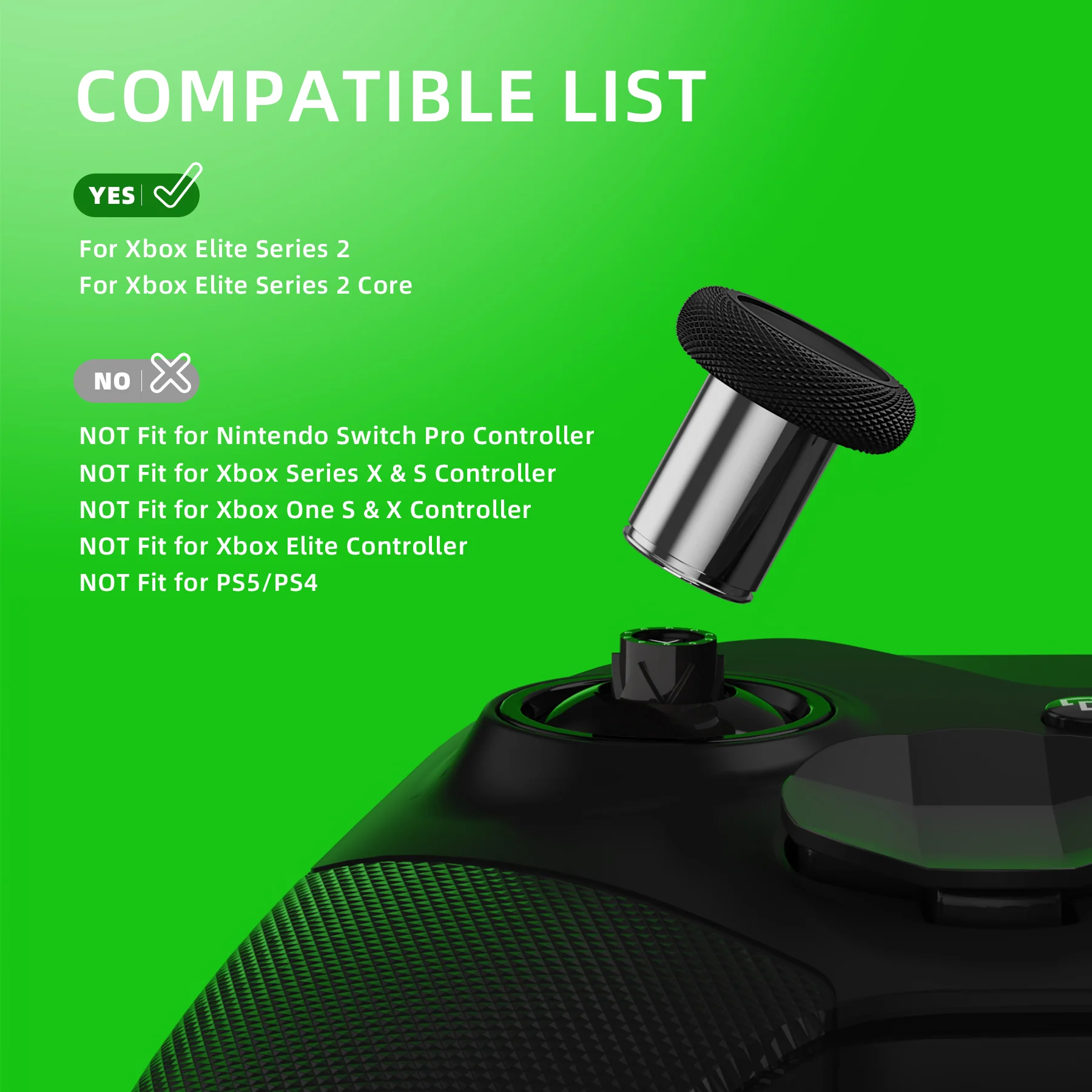 eXtremeRate 6 in 1 Metal Replacement Thumbsticks for Xbox Elite Series 2 & Elite 2 Core Controller (Model 1797) - Black & Metallic Silver - Image 4