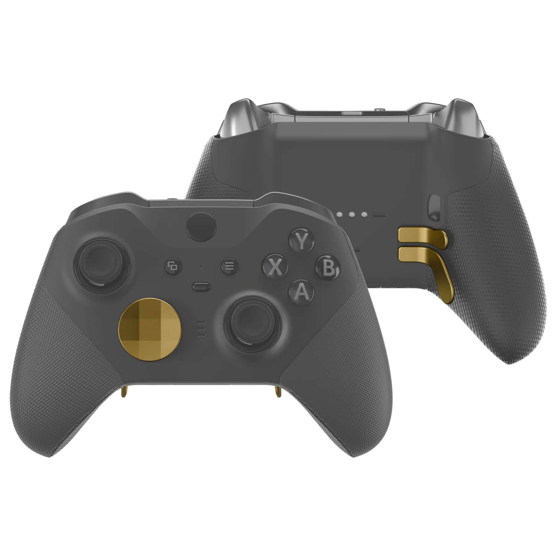 eXtremeRate 6 in 1 Replacement Metallic Magnetic Stainless Steel Back Paddles and D-Pads Kits for Xbox One Elite & Xbox Elite Series 2 & Elite 2 Core Controller - Hero Gold