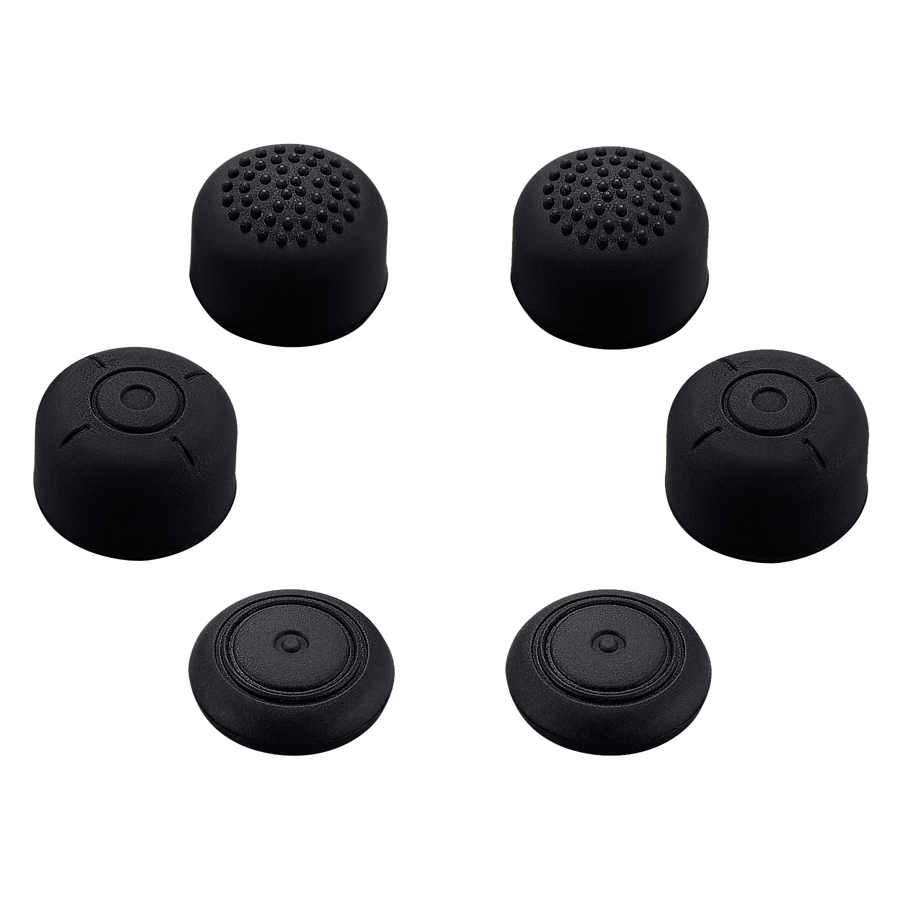eXtremeRate 6 Pcs Black Silicone Extended Length Thumb Grips for Nintendo Switch - NSPJ0006B