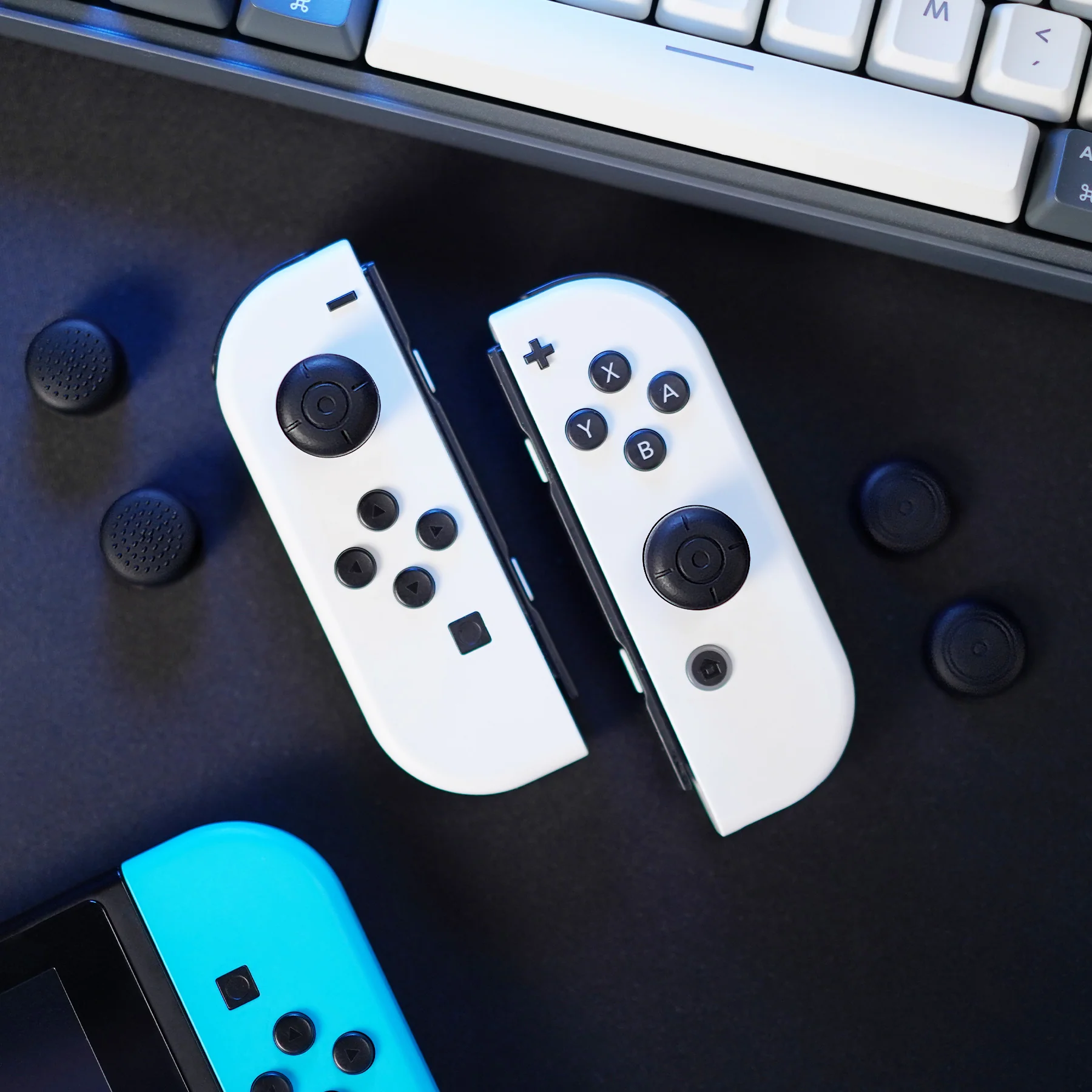 eXtremeRate 6 Pcs Black Silicone Extended Length Thumb Grips for Nintendo Switch - NSPJ0006B - Image 6