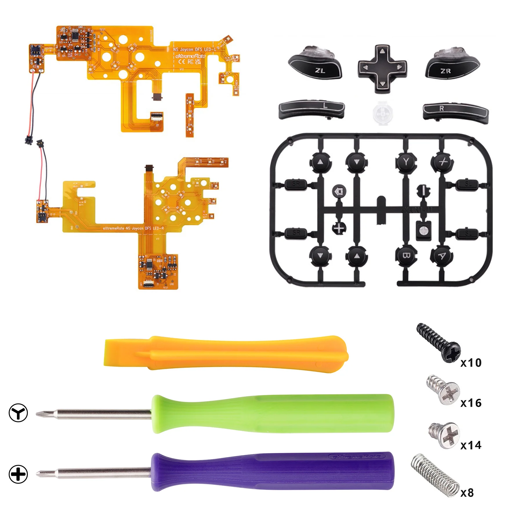 eXtremeRate Multi-Colors Luminated Buttons DFS LED Kit for NS Switch & Switch OLED Model Joycon - Black - Image 4