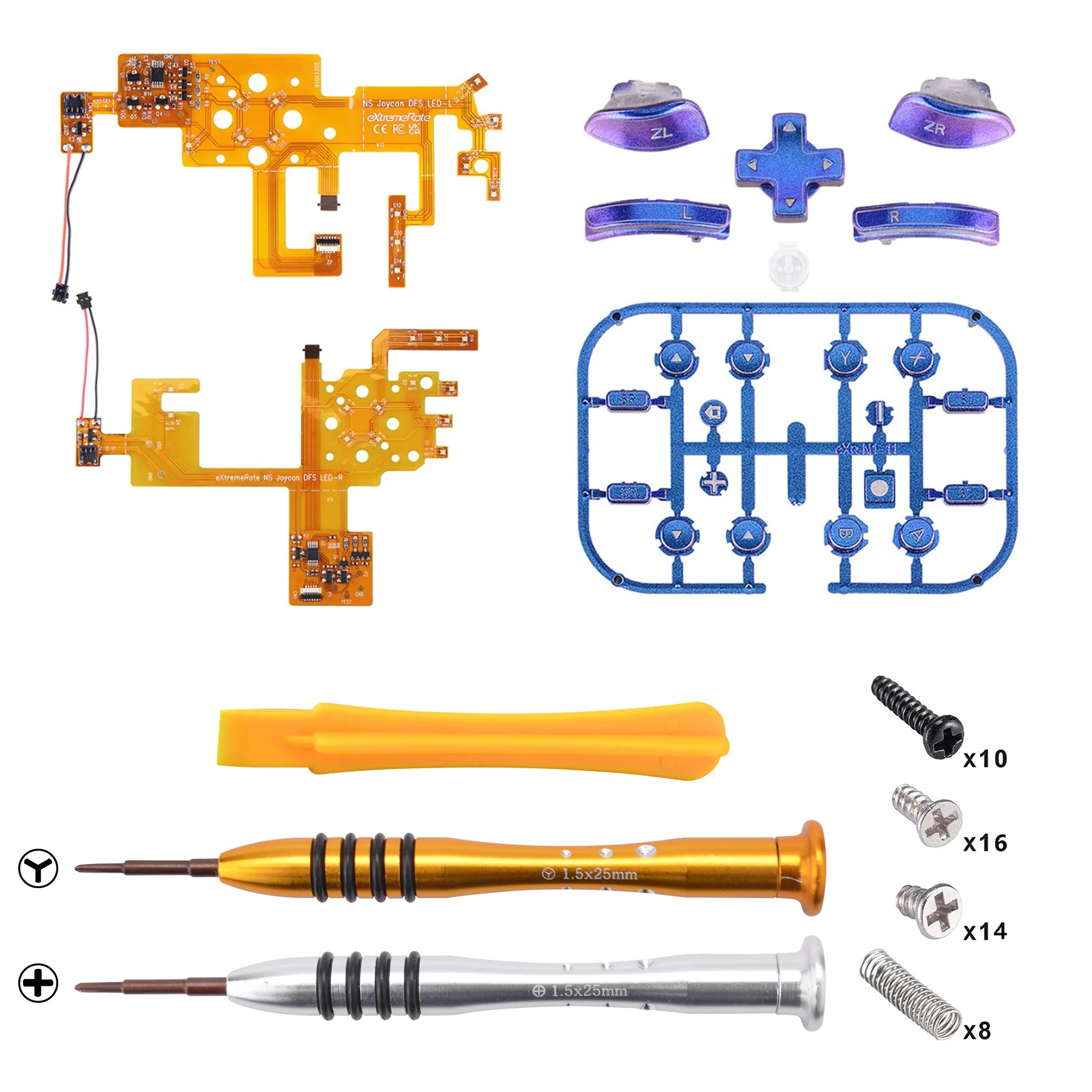eXtremeRate Multi-Colors Luminated Buttons DFS LED Kit for NS Switch & Switch OLED Model Joycon - Chameleon Purple Blue - Image 4