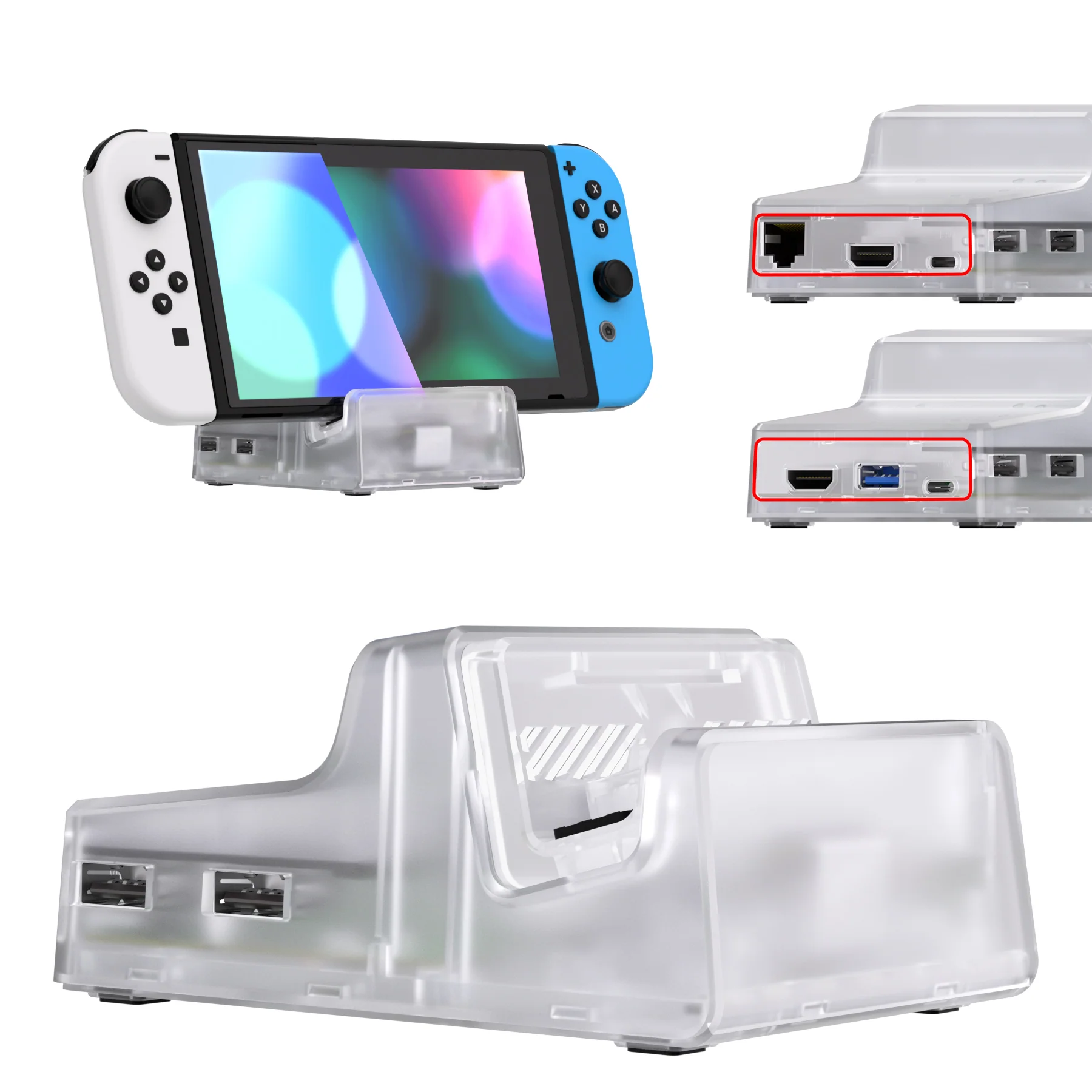 eXtremeRate AiryDocky DIY Kit Replacement Shell Case for Nintendo Switch Dock - Clear