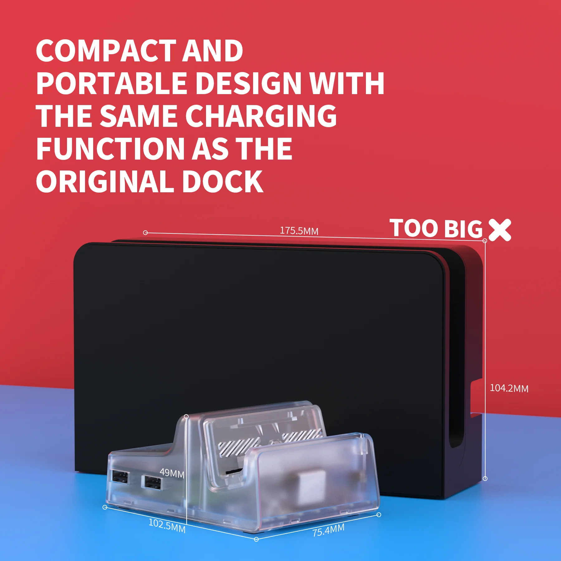 eXtremeRate AiryDocky DIY Kit Replacement Shell Case for Nintendo Switch Dock - Clear - Image 2