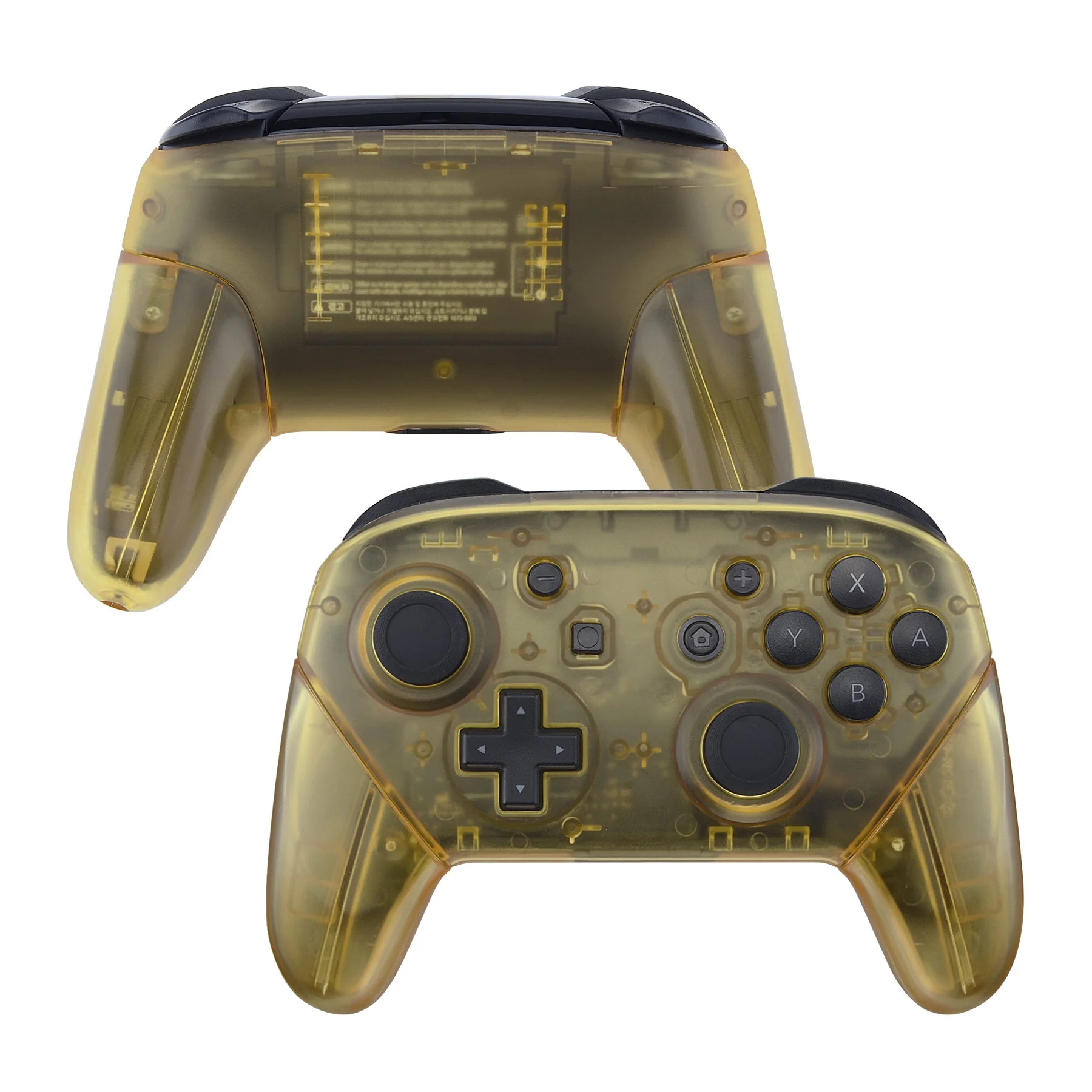 eXtremeRate Replacement Full Set Shell Faceplate Backplate Handles for Nintendo Switch Pro - Amber Yellow