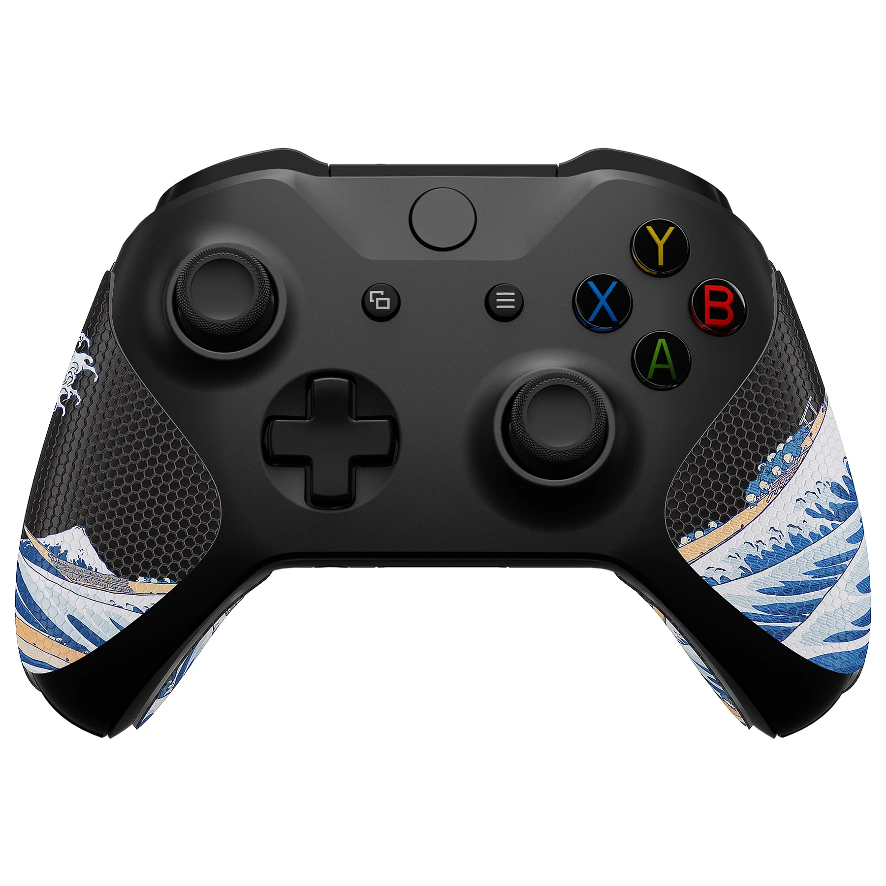 eXtremeRate Anti-Skid Sweat-Absorbent Textured Handle Grips for Xbox One & Xbox One X/S Controller - The Great Wave Off Kanagawa