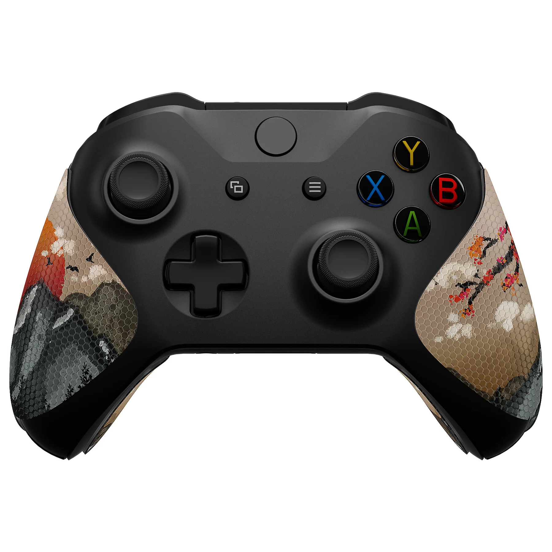 eXtremeRate Anti-Skid Sweat-Absorbent Textured Handle Grips for Xbox One & Xbox One X/S Controller - View of Rising Sun