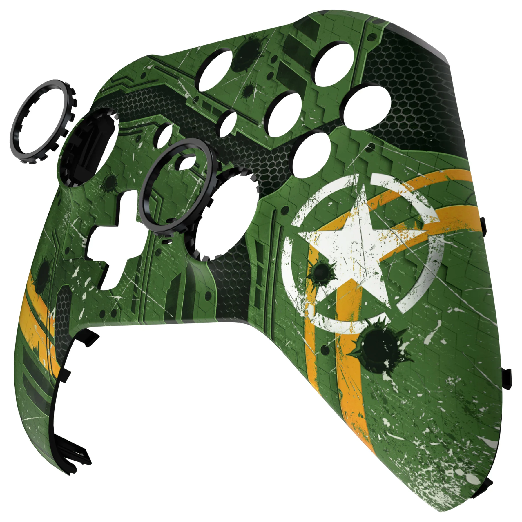 eXtremeRate Replacement Front Housing Shell Case with Accent Rings for Xbox One Elite Series 2 & Elite 2 Core Controller (Model 1797) - Army Mecha - Image 9
