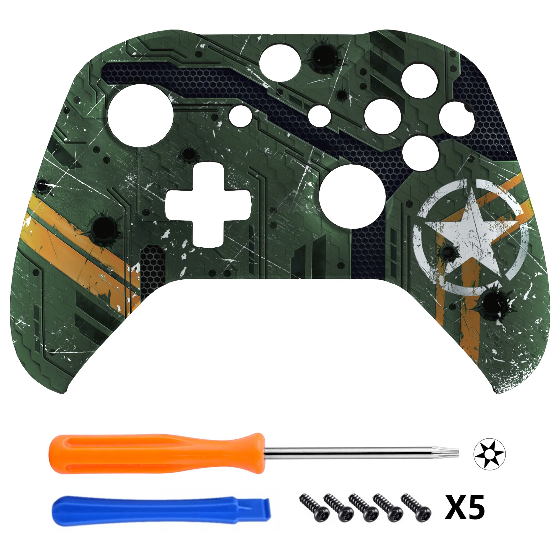 eXtremeRate Replacement Front Housing Shell for Xbox One X & S Controller (Model 1708) - Army Mecha