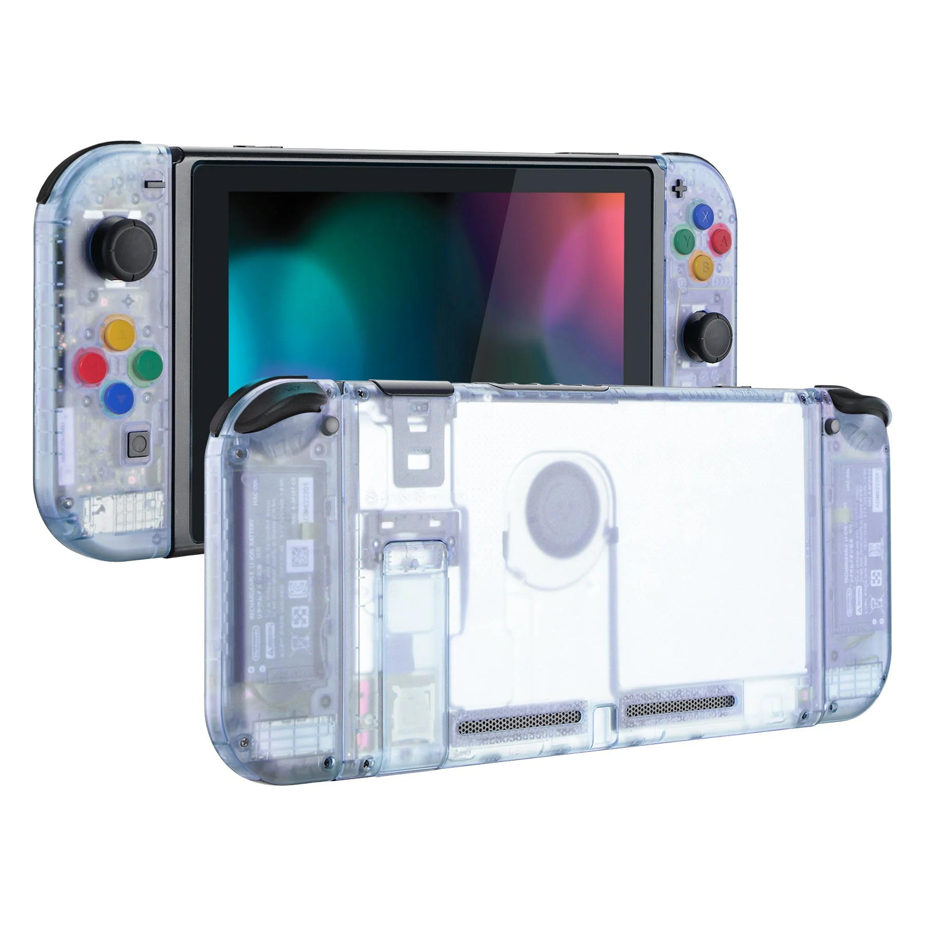 eXtremeRate Replacement Full Set Shells with Buttons for Nintendo Switch - Clear Glacier Blue