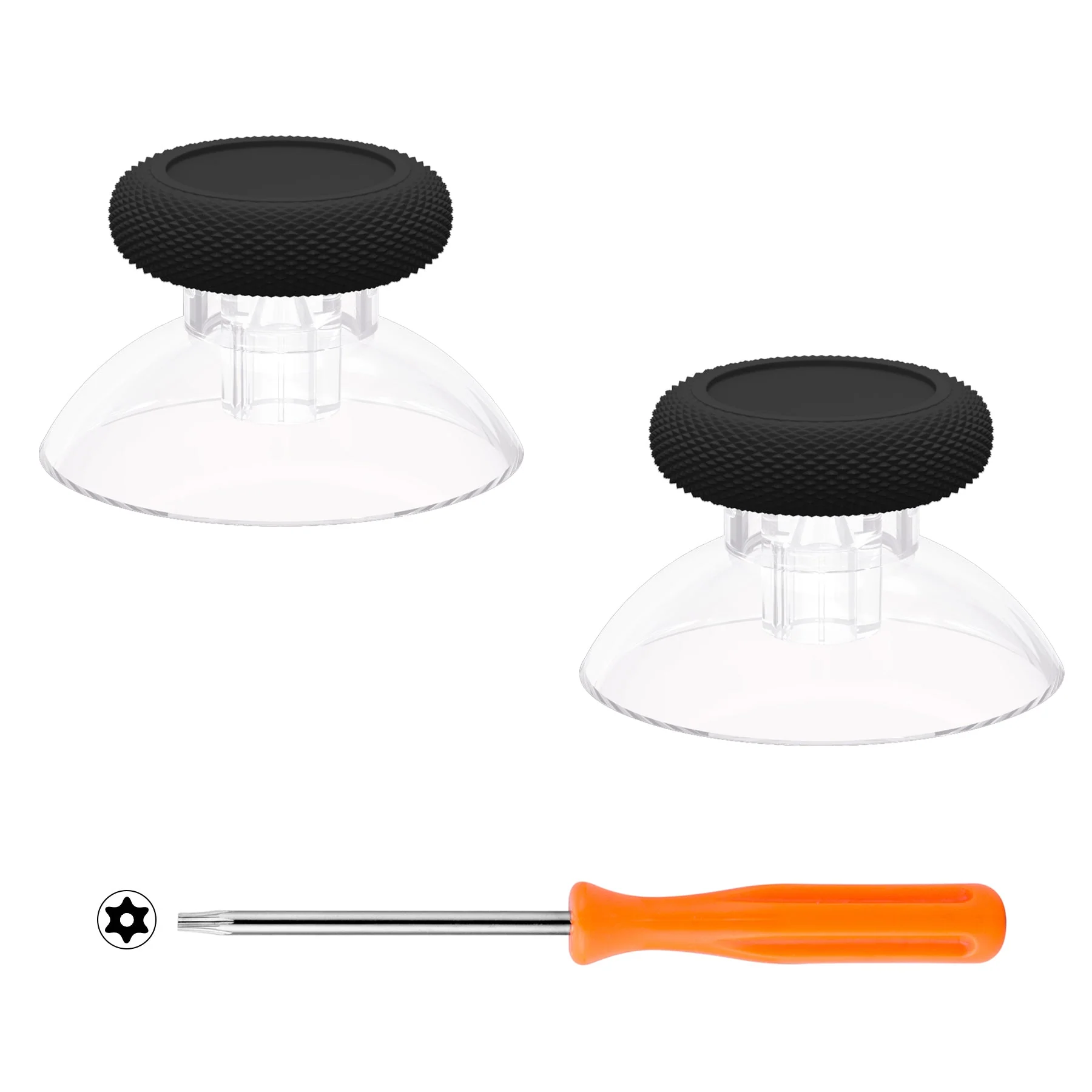 eXtremeRate Replacement Thumbsticks for Xbox Series X/S Controller & Xbox One X/S Controller & Xbox One Standard Controller & Xbox One Elite Controller - Black & Clear