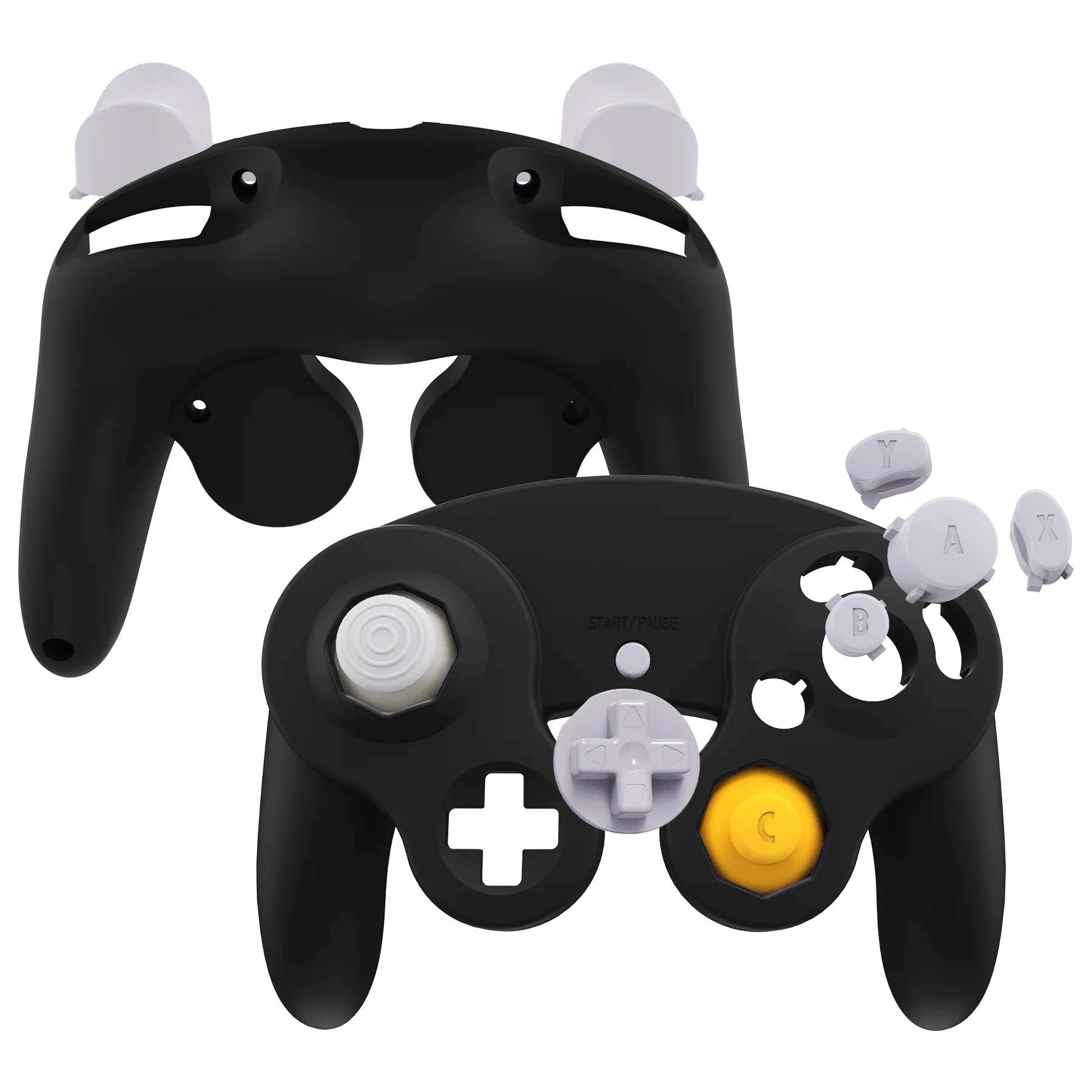 eXtremeRate Replacement Faceplate Backplate with Buttons for Nintendo GameCube Controller NGC - Black