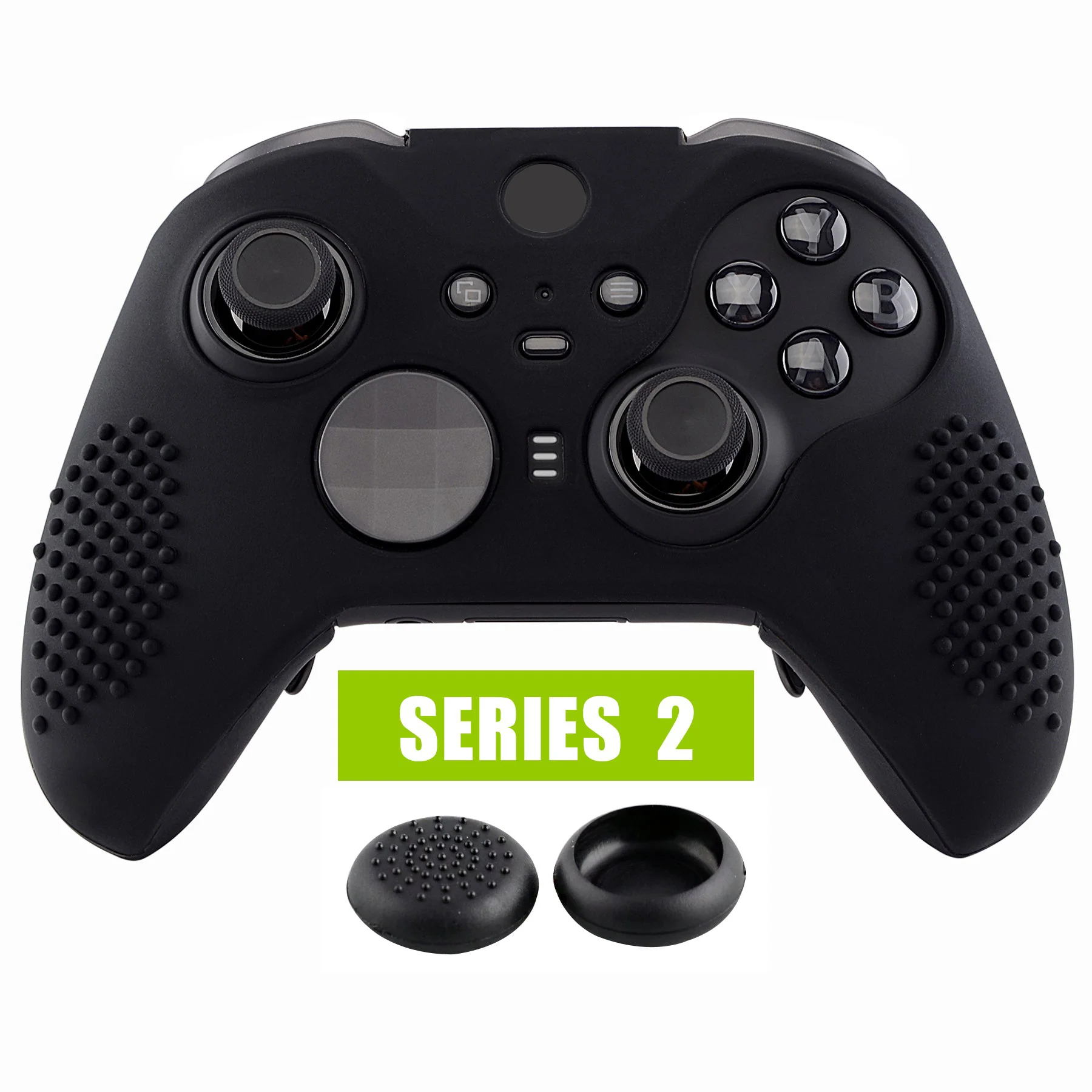 eXtremeRate PlayVital Protective Anti-Slip Silicone Case with Thumb Grips Caps for Xbox One Elite Series 2 & Elite 2 Core Controller - Black