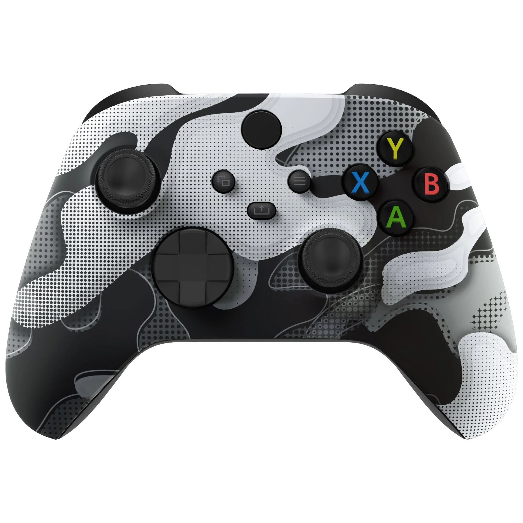 eXtremeRate Replacement Front Housing Shell for Xbox Series X & S Controller - Black White Camouflage