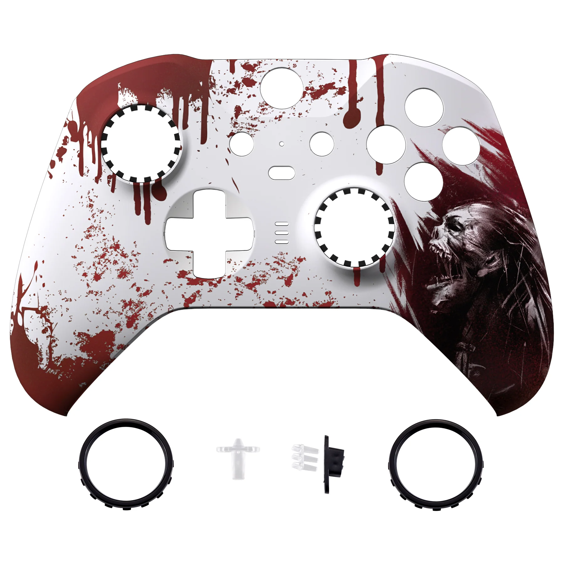 eXtremeRate Replacement Front Housing Shell Case with Accent Rings for Xbox One Elite Series 2 & Elite 2 Core Controller (Model 1797) - Blood Zombie