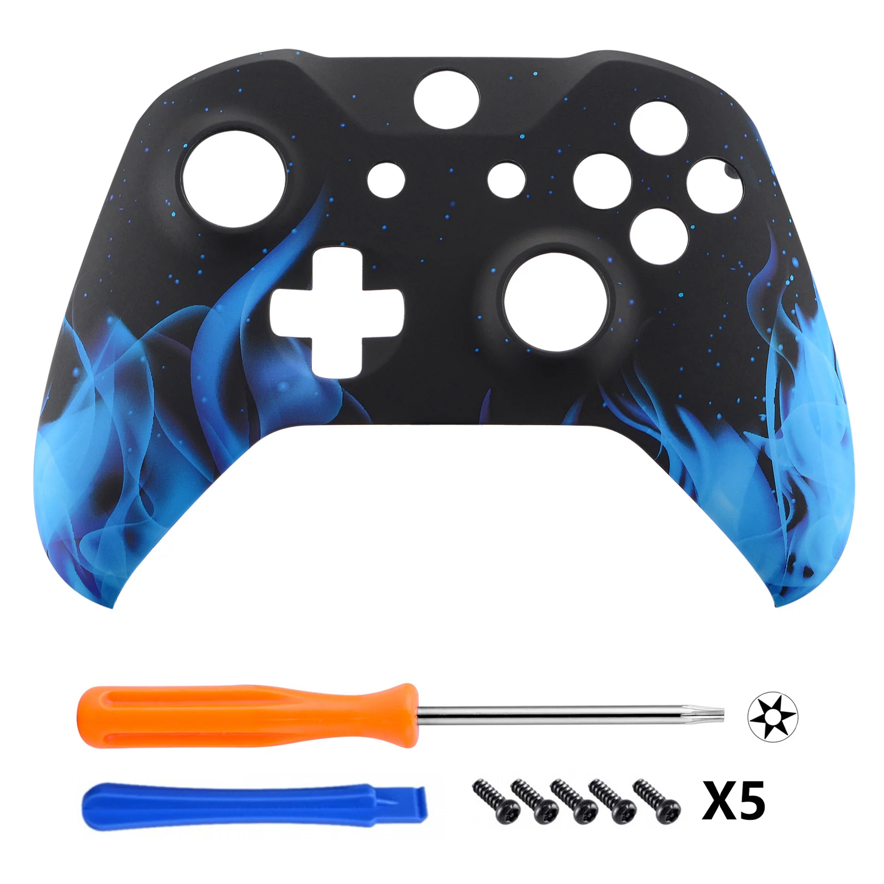 eXtremeRate Replacement Front Housing Shell for Xbox One X & S Controller (Model 1708) - Blue Flame