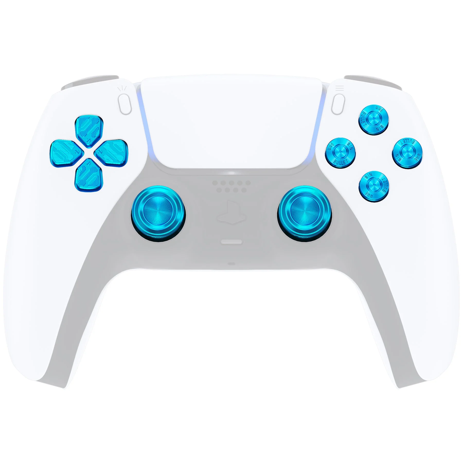 eXtremeRate Replacement Aluminum Metal Thumbsticks Dpad ABXY Buttons for PS5 Controller - Blue