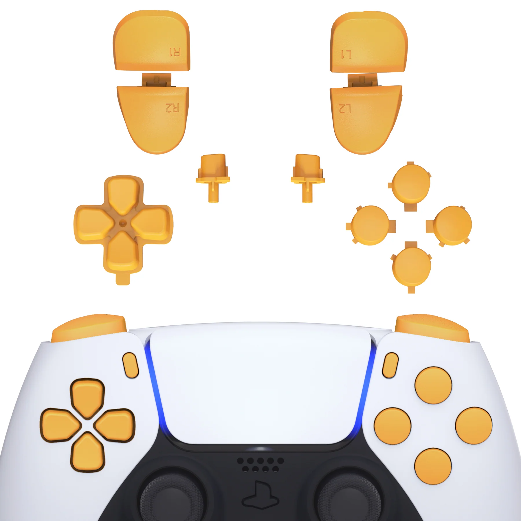eXtremeRate Replacement Full Set Buttons Compatible with PS5 Controller BDM-030/040/050/060 - Caution Yellow
