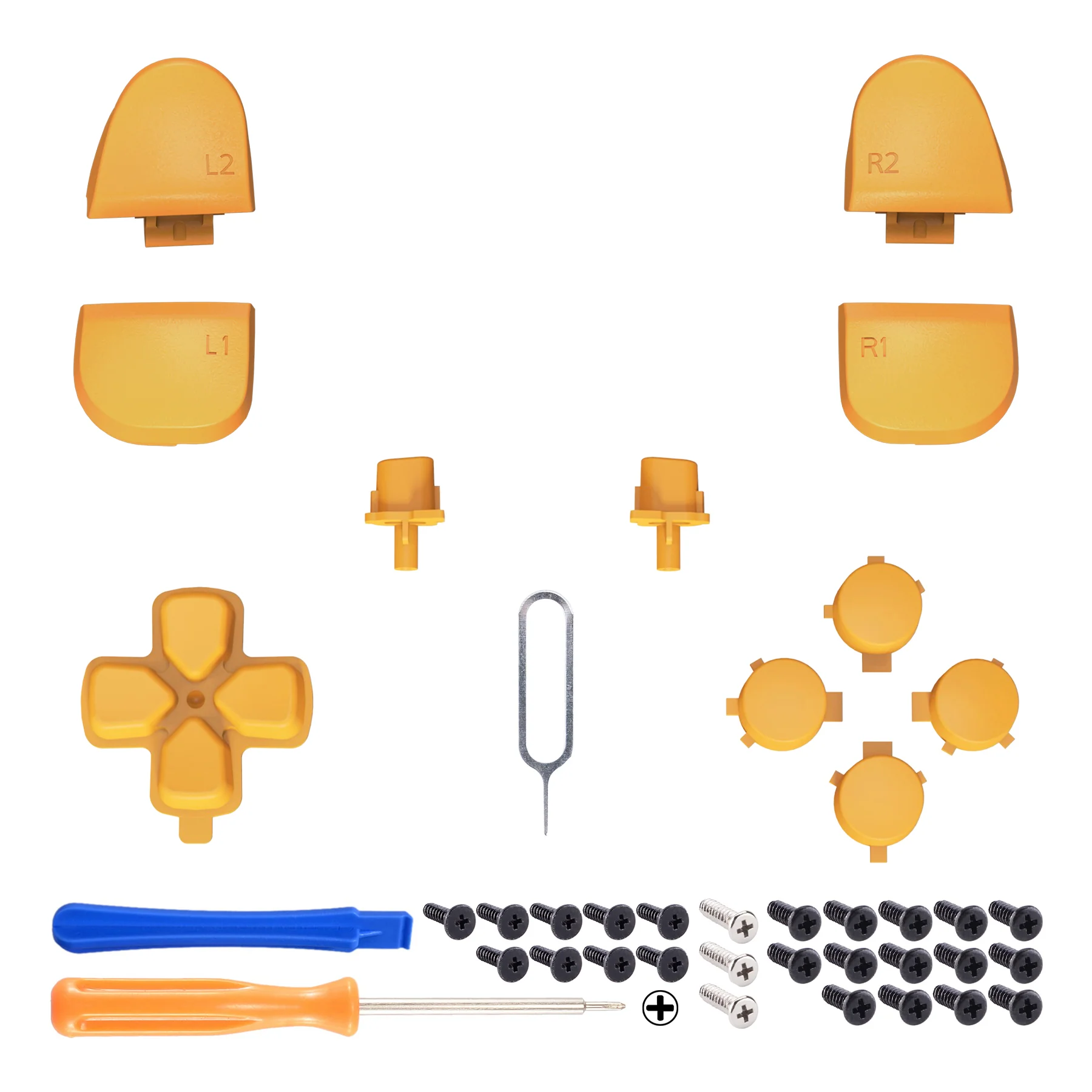 eXtremeRate Replacement Full Set Buttons Compatible with PS5 Controller BDM-030/040/050/060 - Caution Yellow - Image 2