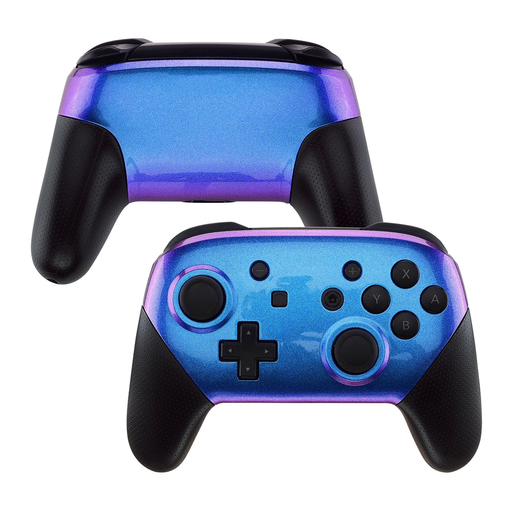 eXtremeRate Replacement Faceplate and Backplate for Nintendo Switch Pro Controller - Chameleon Purple Blue