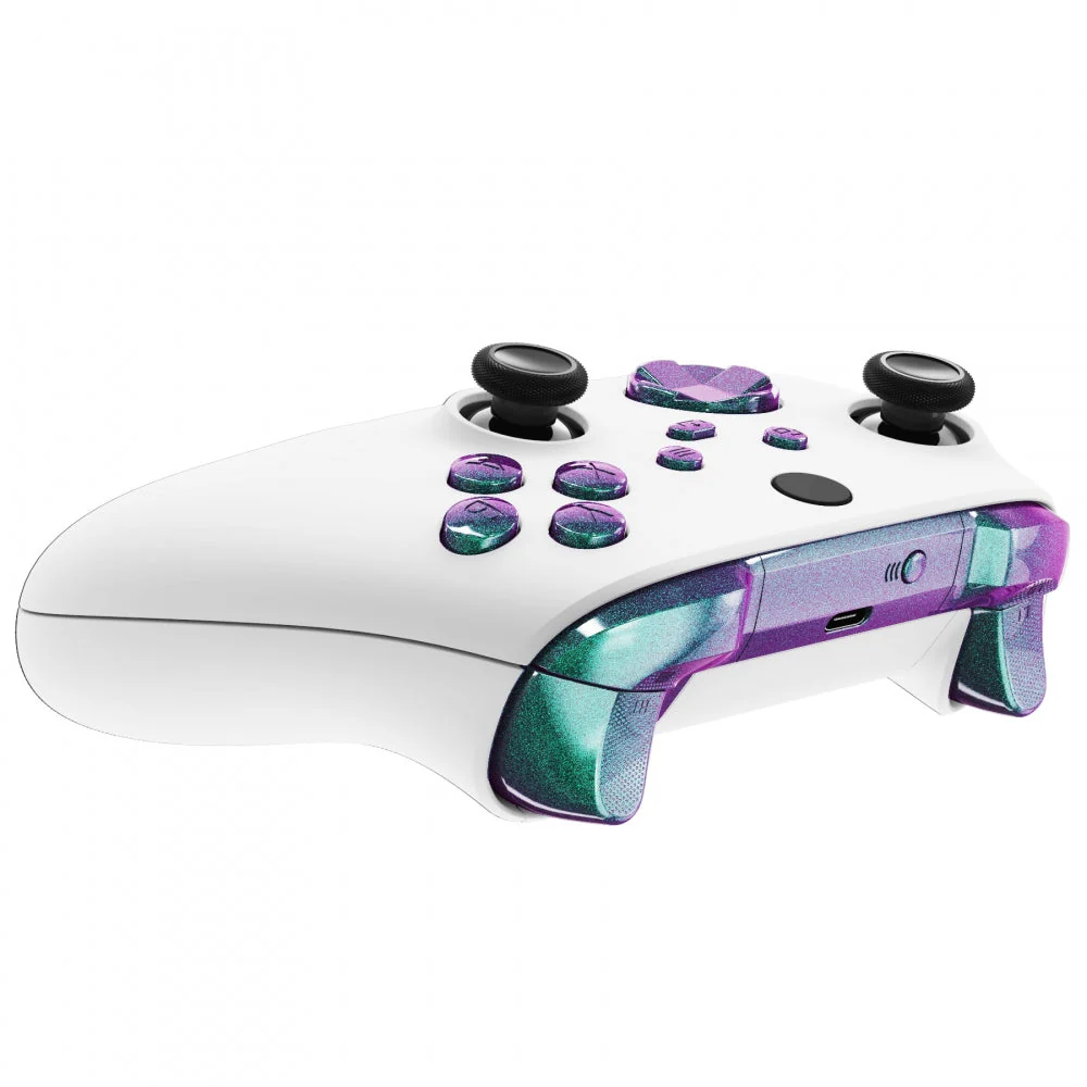 eXtremeRate Replacement Full Set Buttons for Xbox Series X & S Controller - Chameleon Green Puple - Image 6