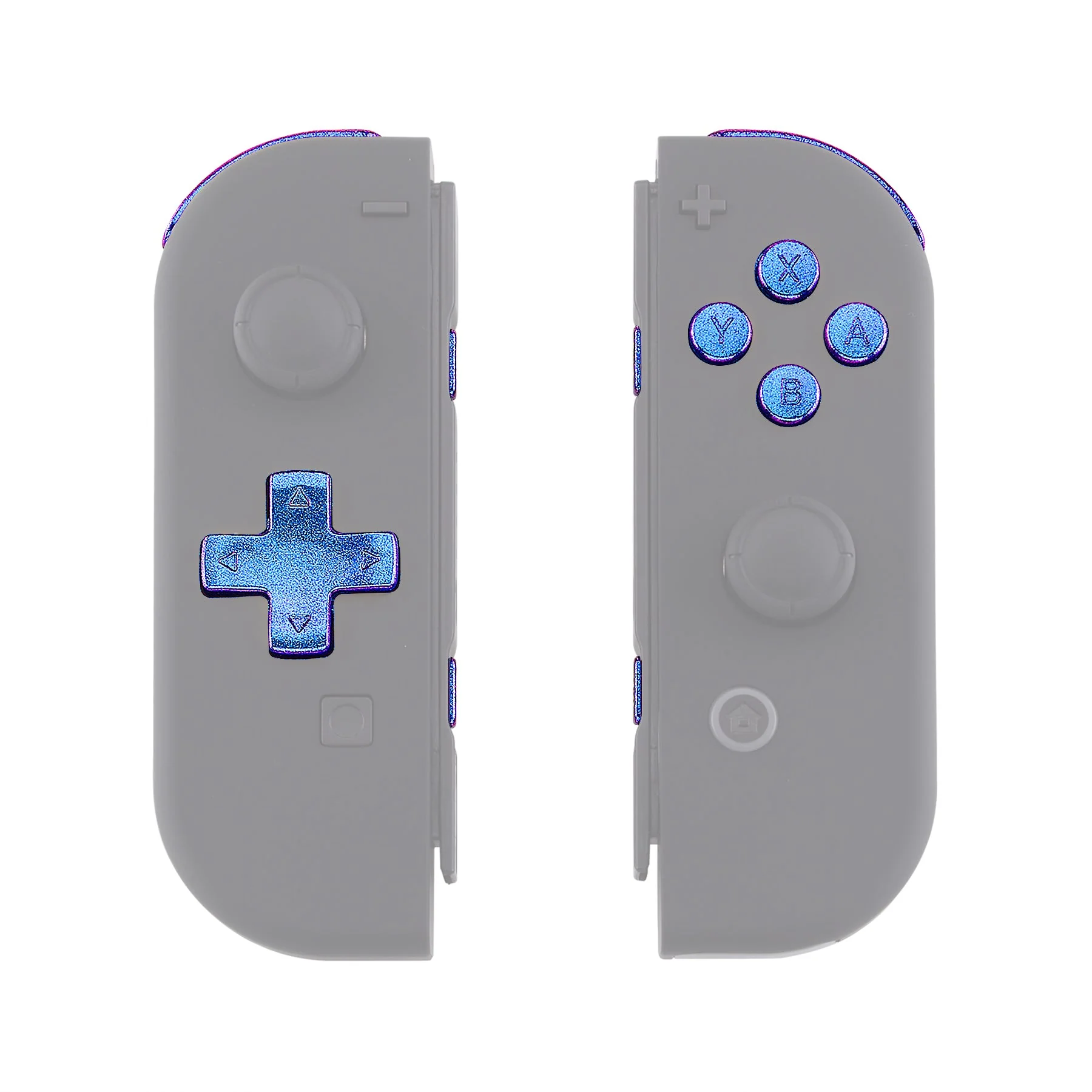 eXtremeRate Dpad Version Replacement Full Set Buttons for Joycon of Switch (D-pad ONLY Fits for eXtremeRate D-pad Shell for Joycon) - Chameleon Purple Blue