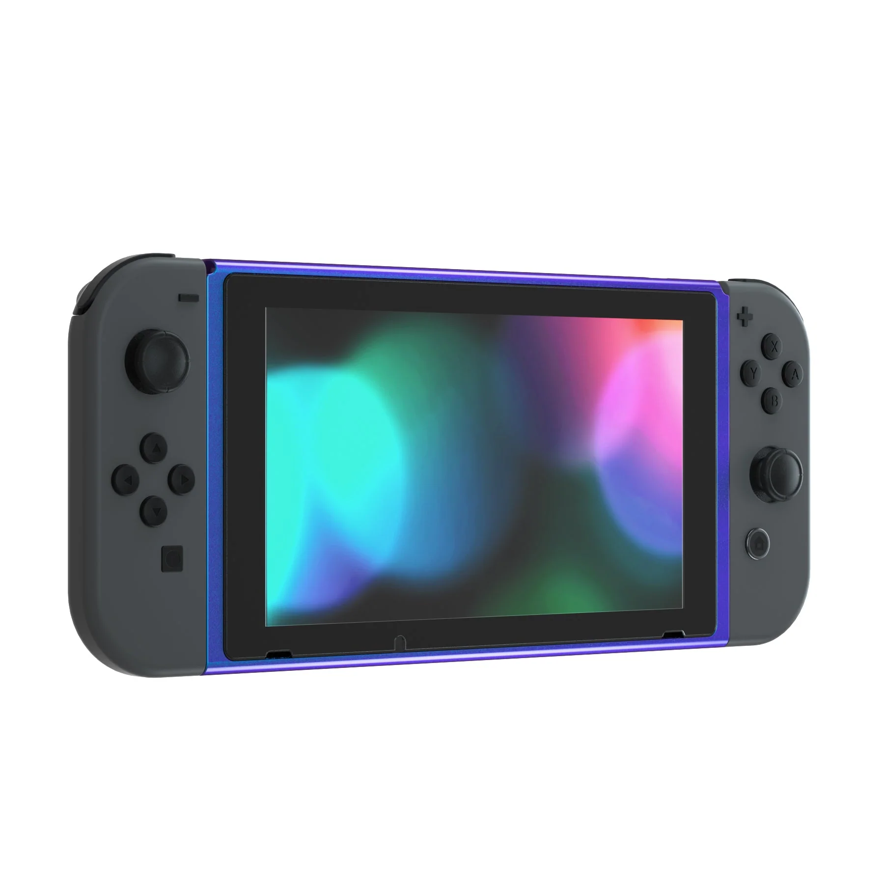 eXtremeRate DIY Replacement Housing Shell Front Frame with Volume Up Down Power Buttons for NS Switch Console - Chameleon Purple Blue - Image 4
