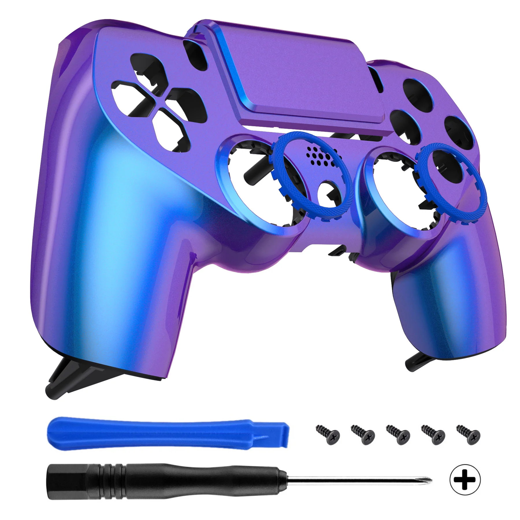 eXtremeRate Ghost Redesigned Front Housing Shell with Touch Pad Compatible with PS4 Slim Pro Controller JDM-040/050/055 - Chameleon Purple Blue - Image 7