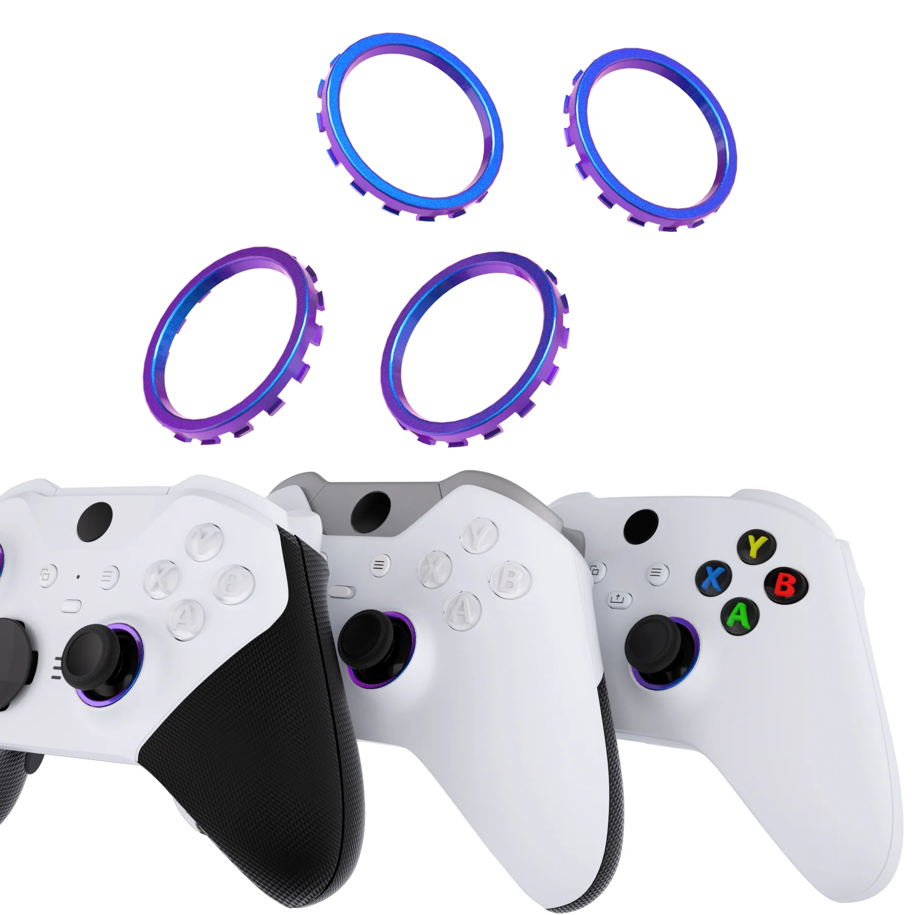 eXtremeRate Custom Accent Rings for Xbox Elite Series 2 Core & for Elite Series 2 & for Xbox One Elite Controller, Compatible with eXtremeRate ASR Version Shell for Xbox Series X/S Controller - Chameleon Purple Blue