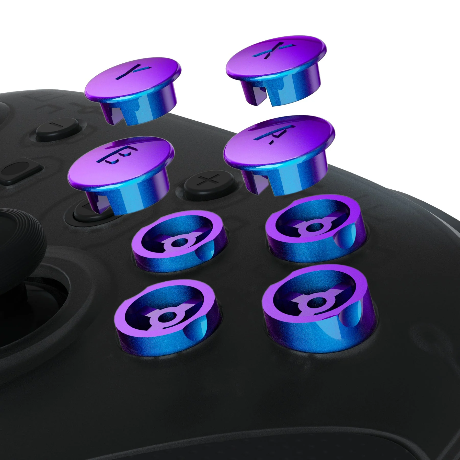 eXtremeRate Replacement Interchangeable ABXY Buttons for Nintendo Switch Pro Controller - Chameleon Purple Blue