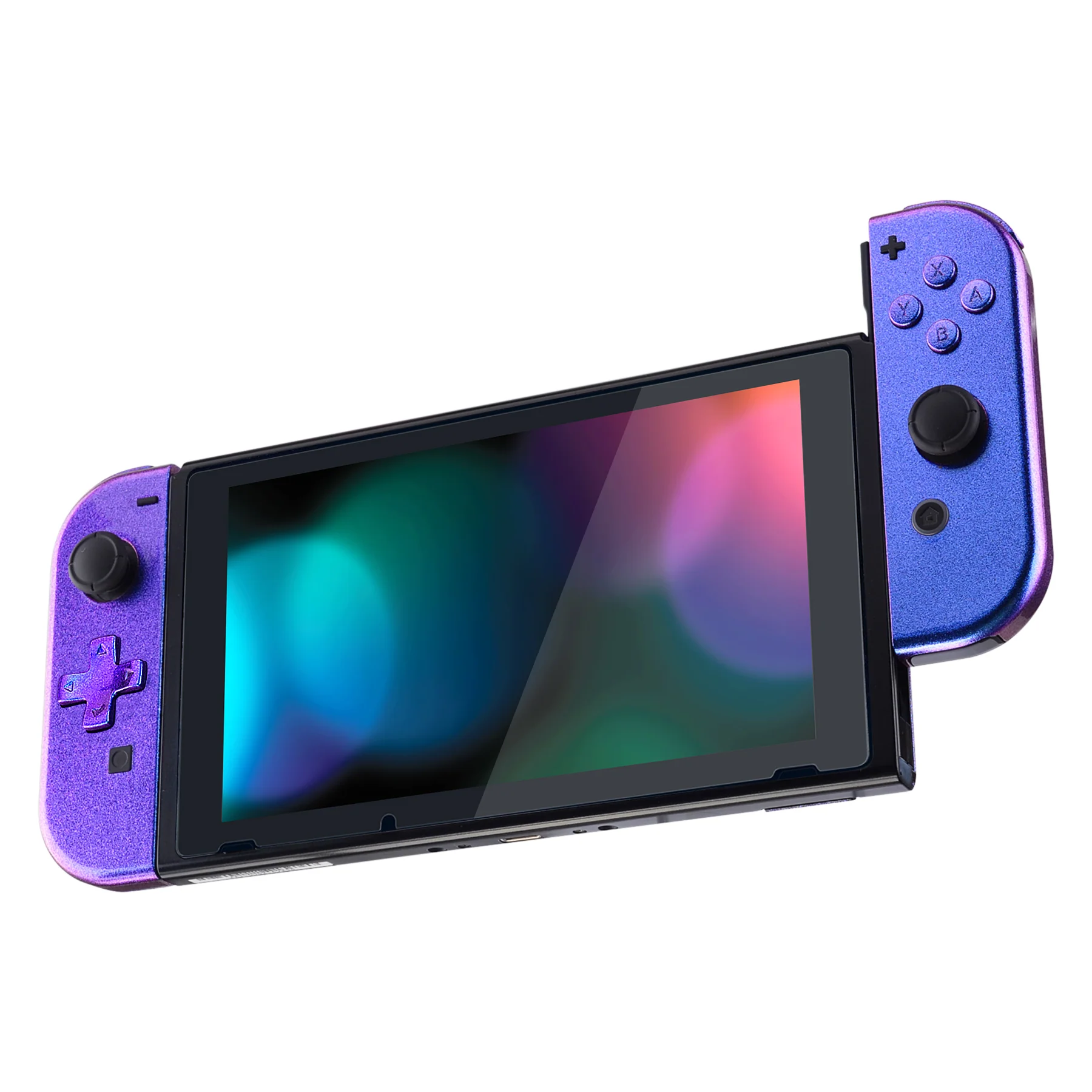 eXtremeRate Dpad Version Replacement Full Set Shell Case with Buttons for Joycon of NS Switch - Chameleon Purple Blue - Image 5