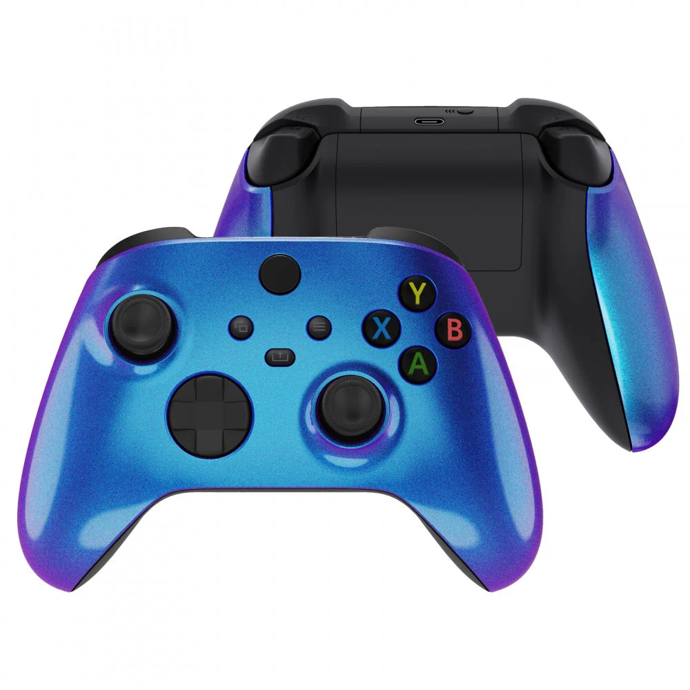 eXtremeRate Replacement Front Housing Shells with Side Rails Panels for Xbox Series X & S Controller - Chameleon Purple Blue