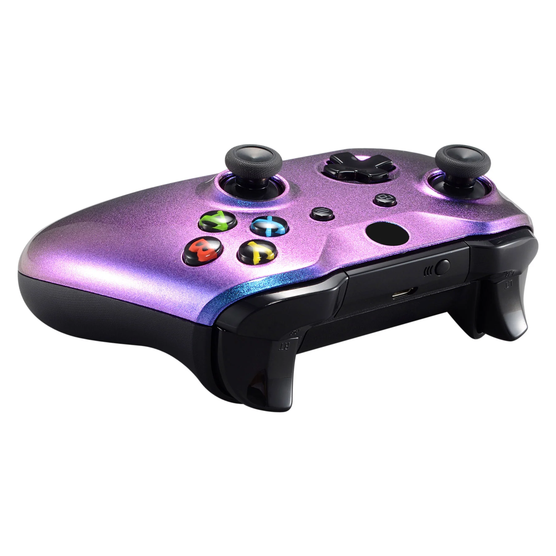 eXtremeRate Replacement Front Housing Shell with Side Rails Panel for Xbox One X & S Controller (Model 1708) - Chameleon Purple Blue - Image 6