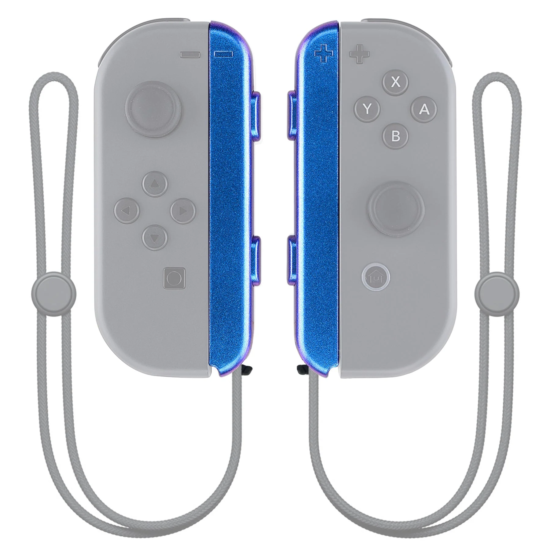 eXtremeRate 2 Pack Custom Replacement shell for Joycon Strap of NS Switch - Chameleon Purple Blue