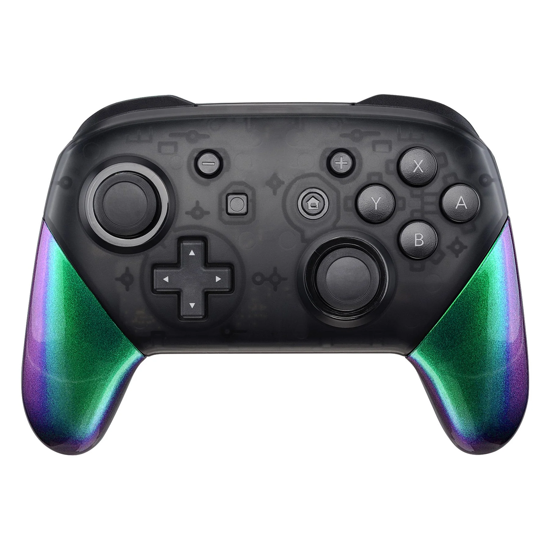 eXtremeRate Replacement Handle Grips for Nintendo Switch Pro Controller - Chameleon Green Purple