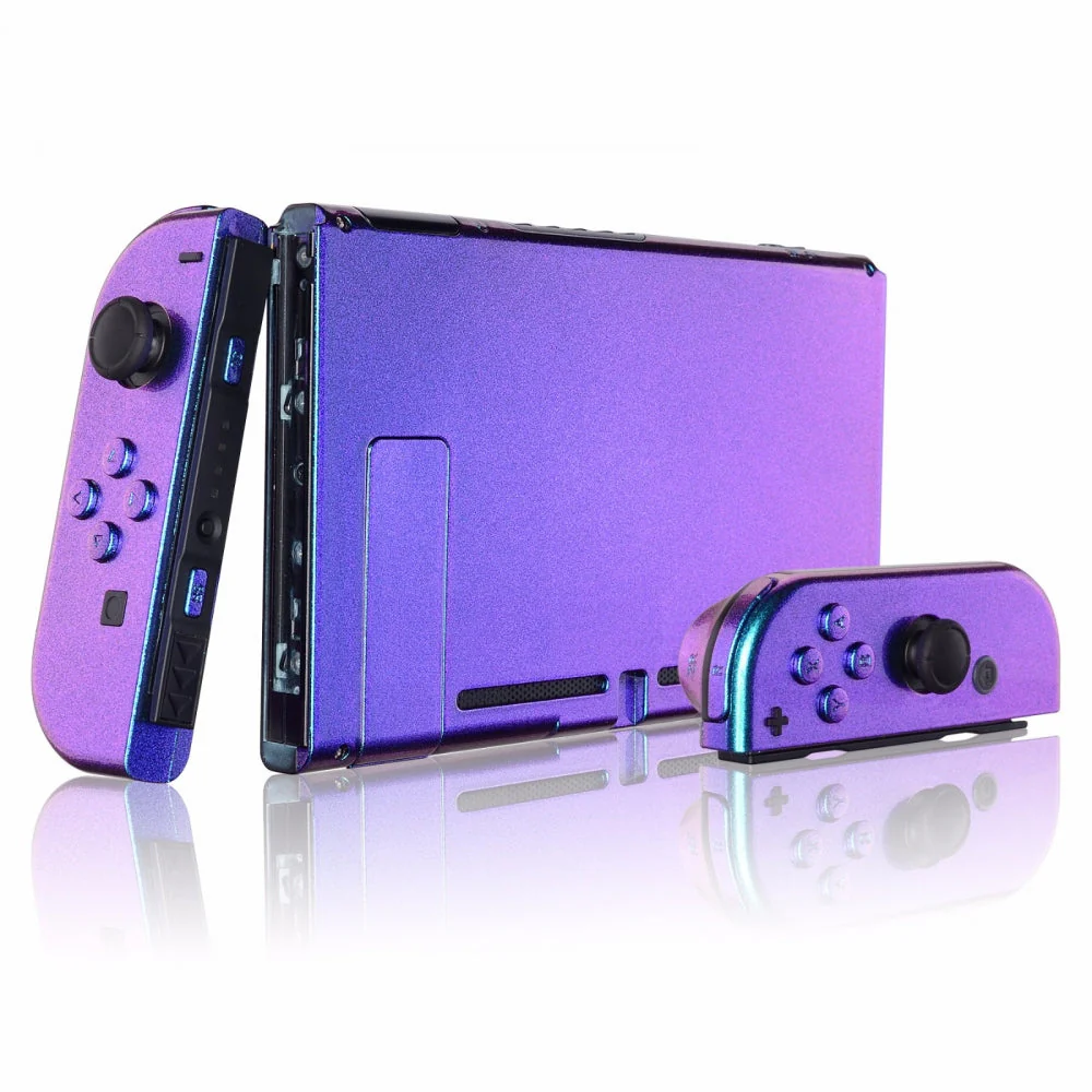 eXtremeRate Replacement Full Set Shells with Buttons for Nintendo Switch - Chameleon Purple Blue - Image 3